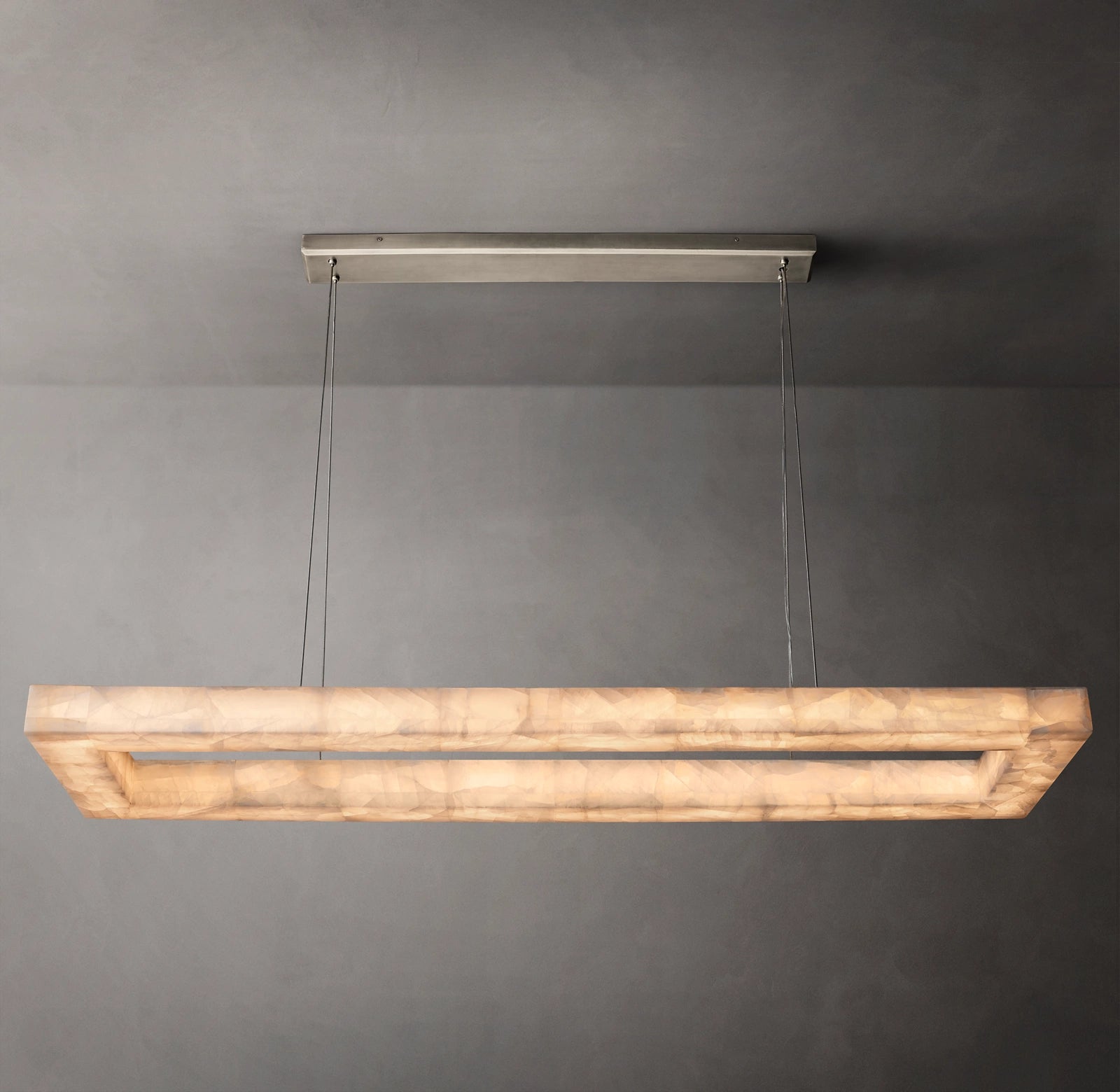 72 Inch Lueur Rectangular Alabaster Chandelier - Rivage