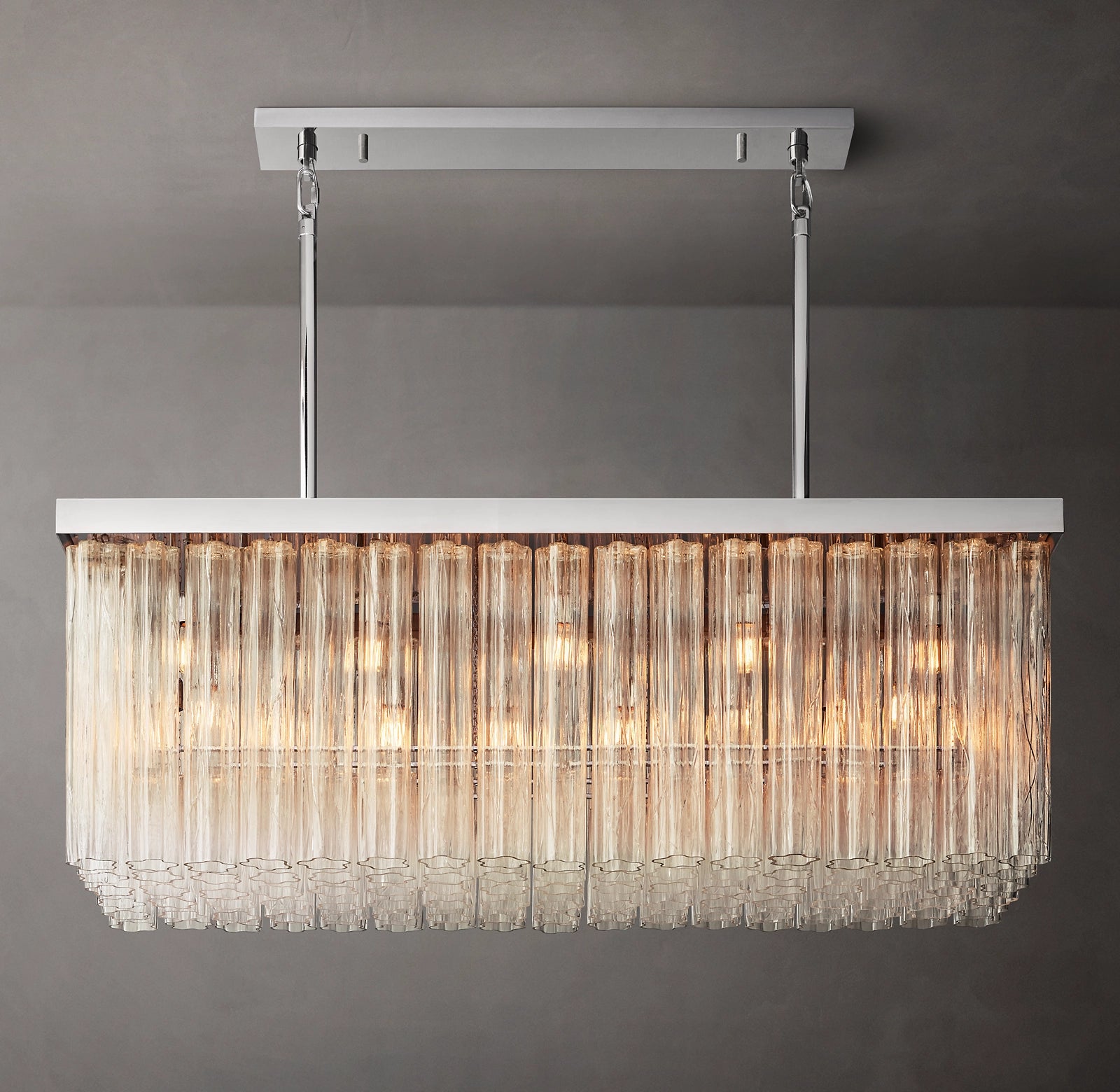 54 Inch Tronchi Glass Rectangular Chandelier - Cielo