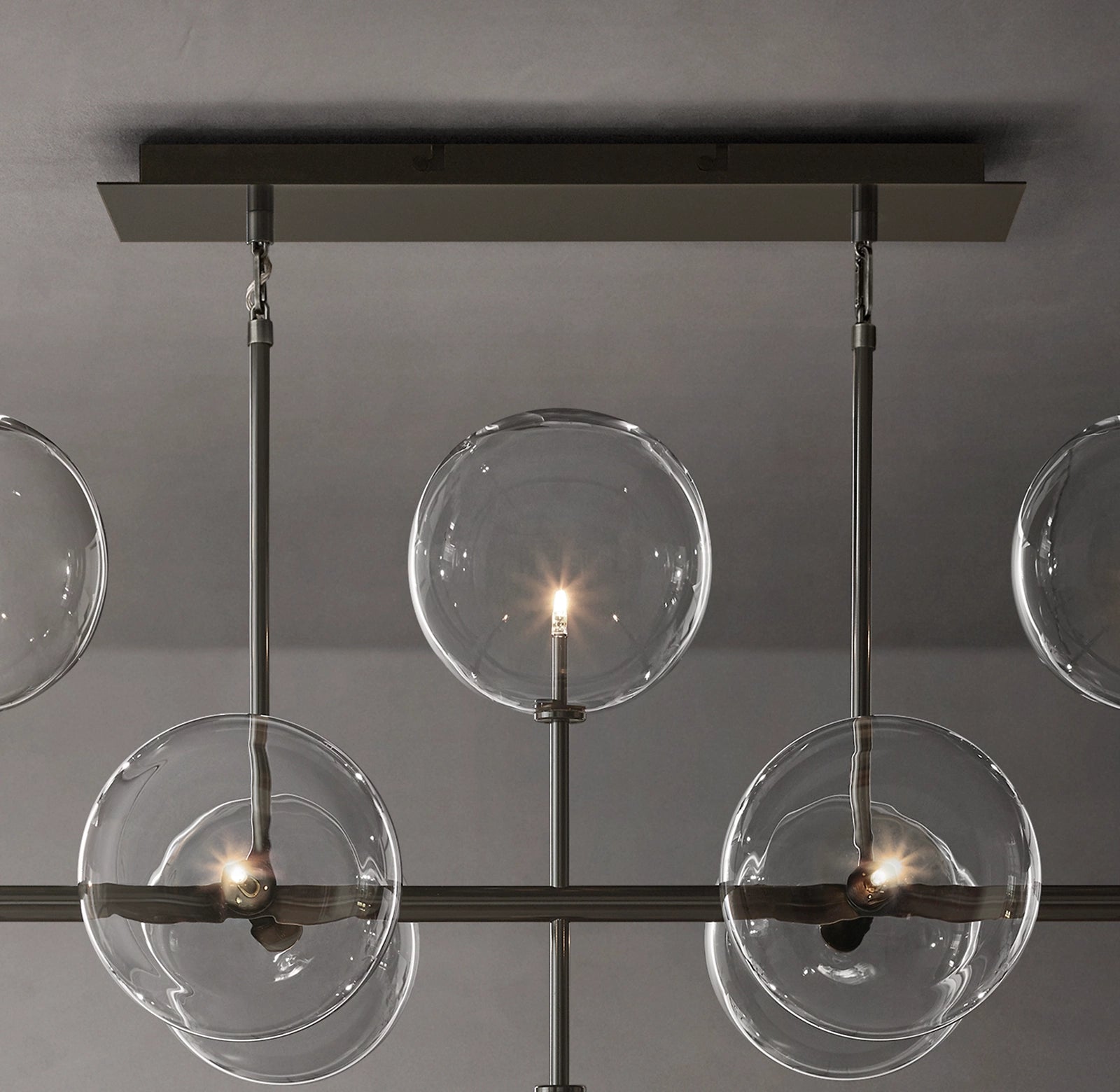 58 Inch Linear Sputnik Globe Glass Chandelier - Mobile