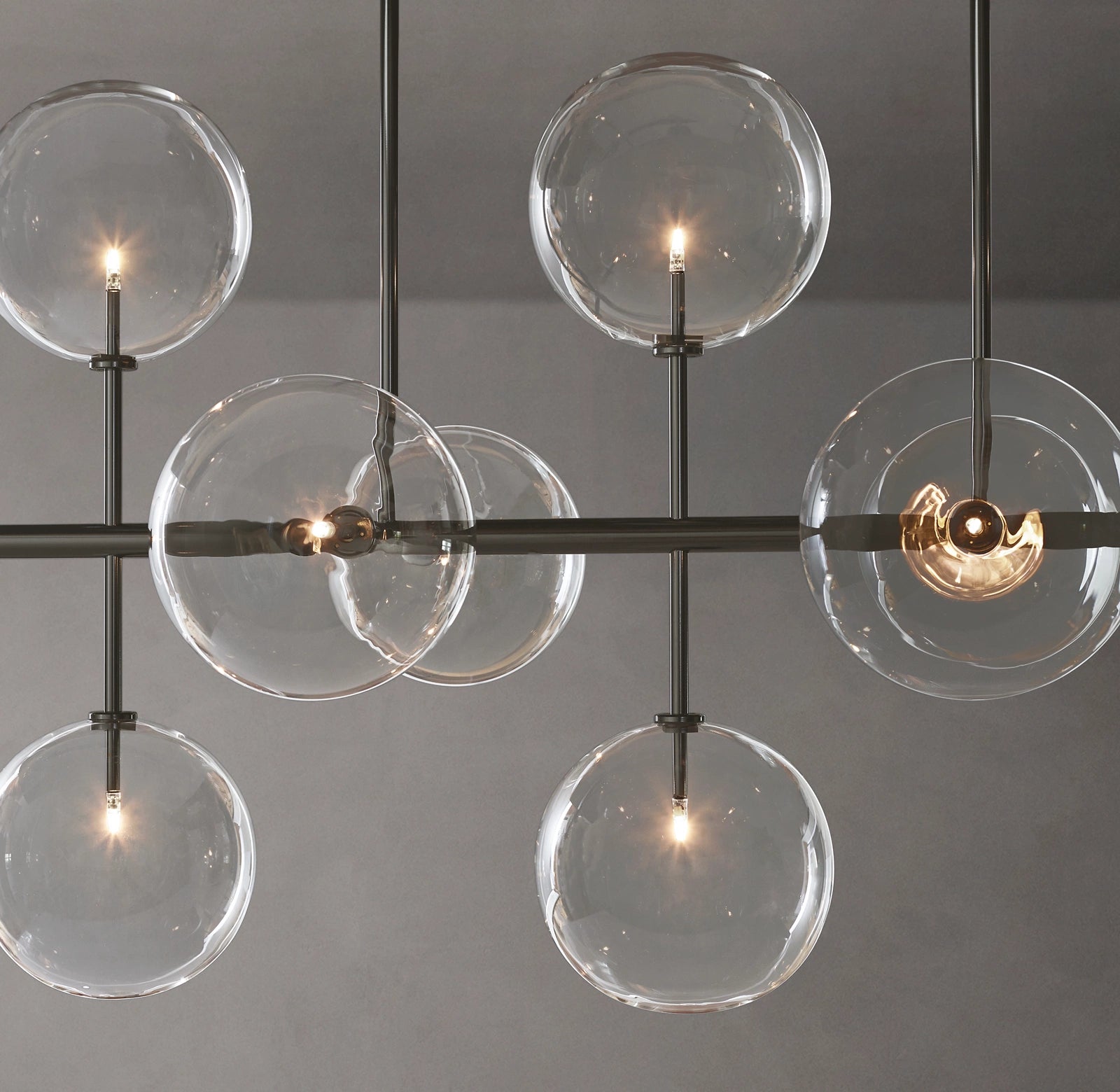 58 Inch Linear Sputnik Globe Glass Chandelier - Mobile