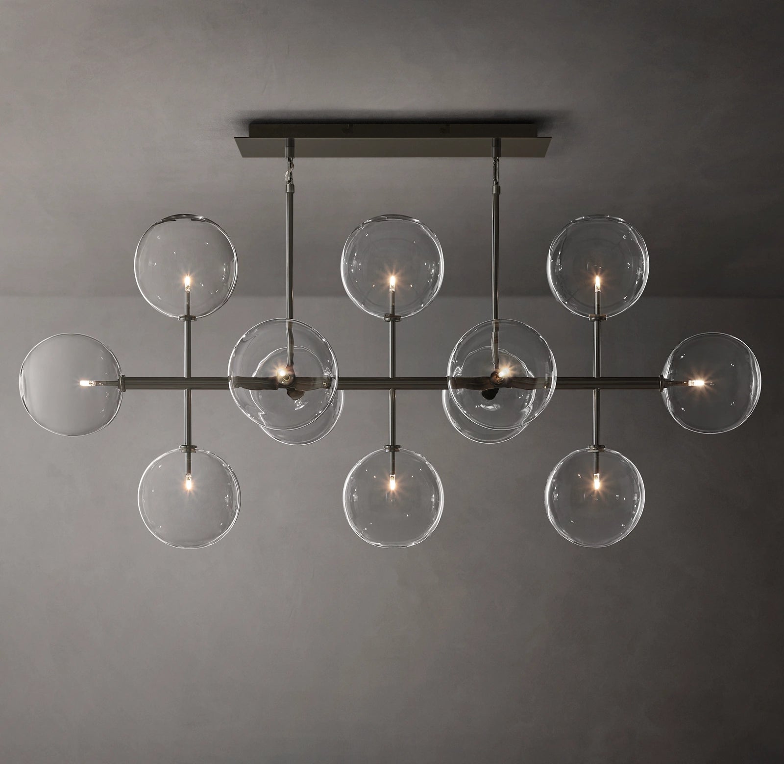 58 Inch Linear Sputnik Globe Glass Chandelier - Mobile