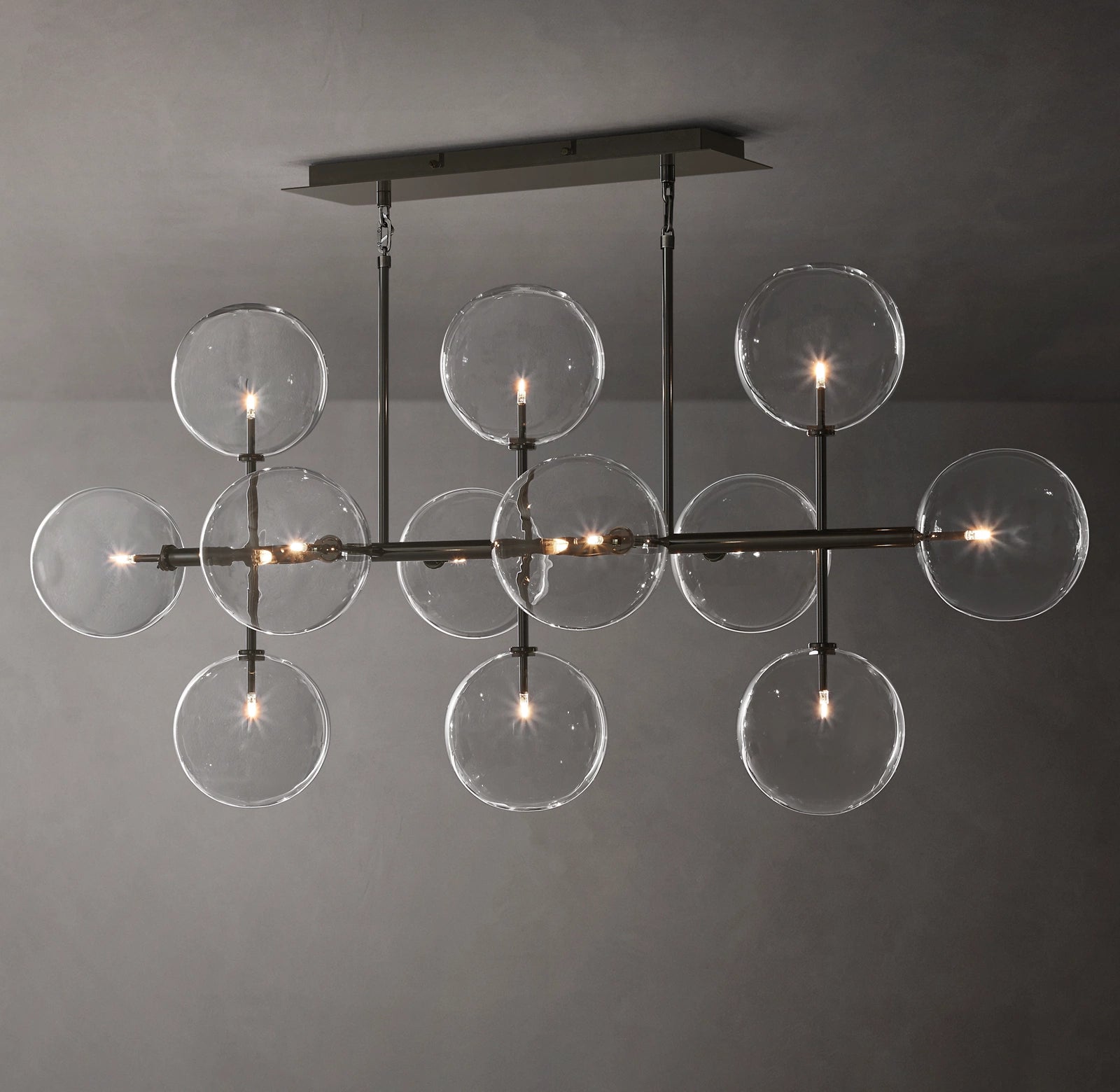 58 Inch Linear Sputnik Globe Glass Chandelier - Mobile