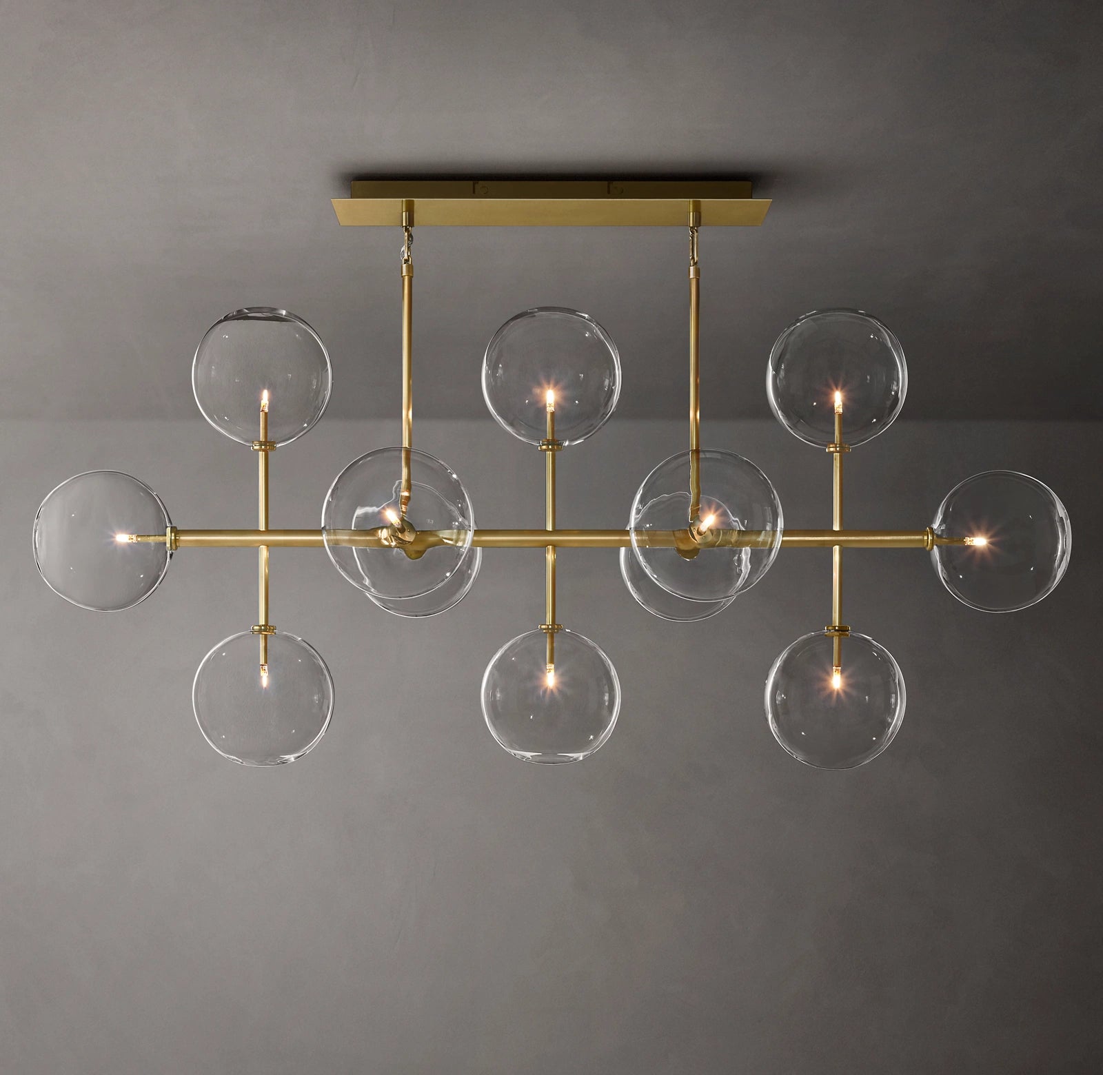 58 Inch Linear Sputnik Globe Glass Chandelier - Mobile