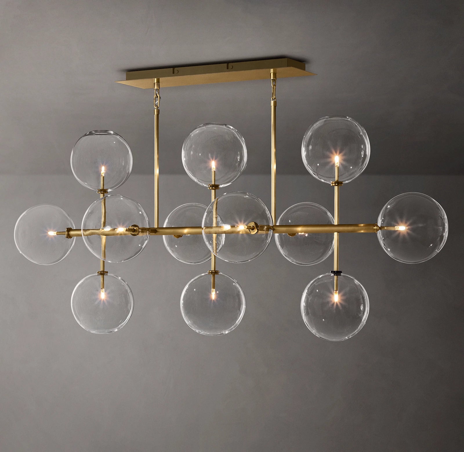 58 Inch Linear Sputnik Globe Glass Chandelier - Mobile
