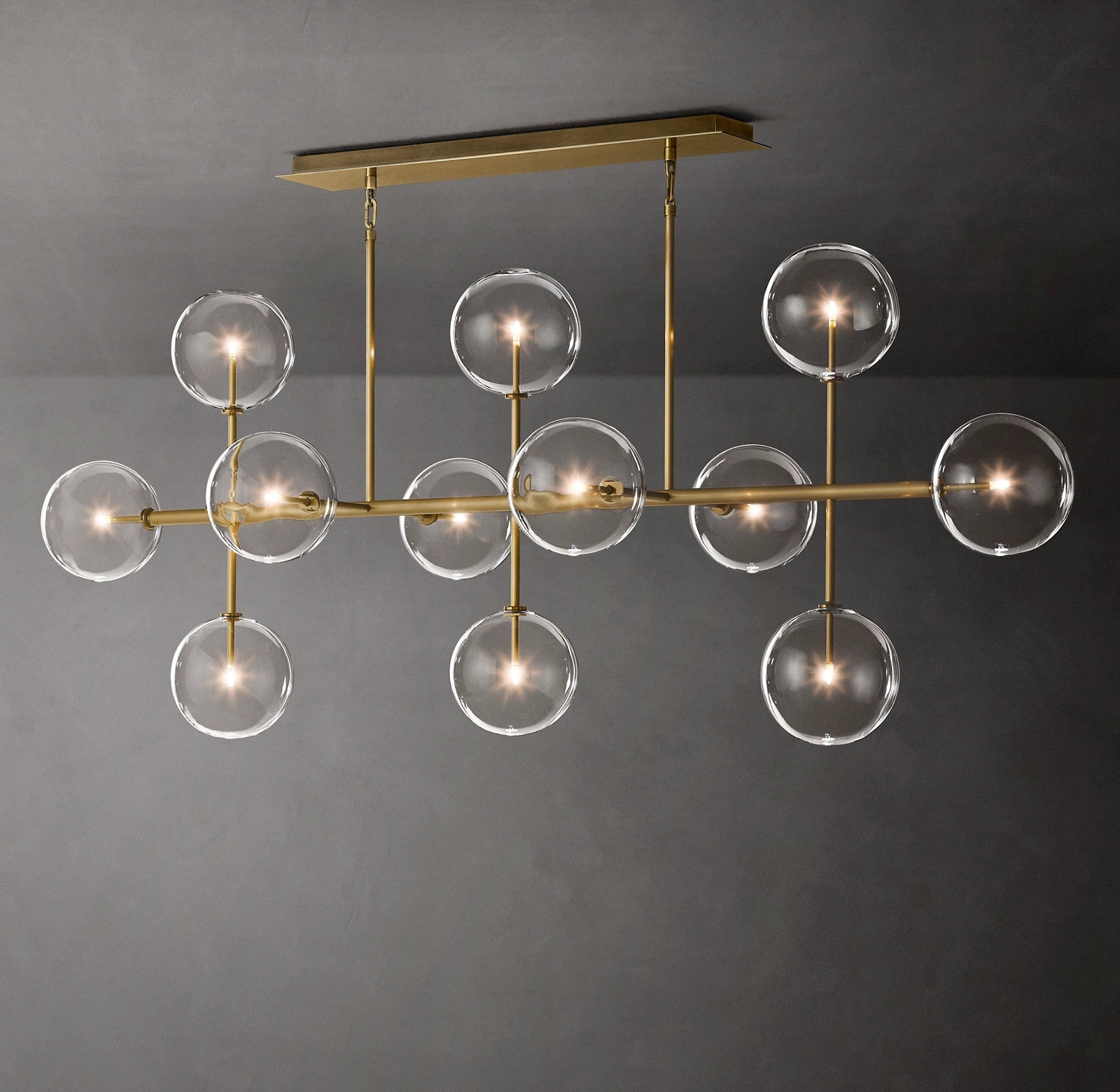 72 Inch Linear Sputnik Globe Glass Chandelier - Mobile
