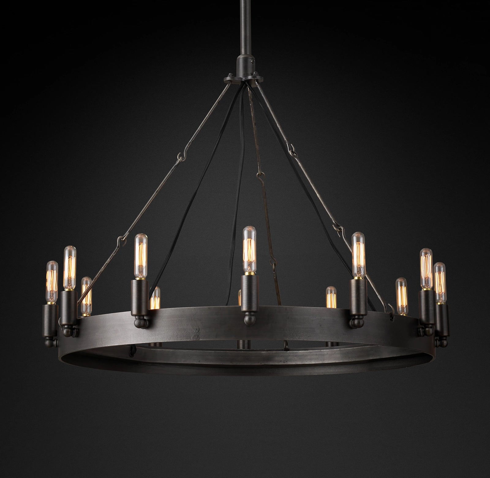 26 Inch Vintage Filament Tube Candle Round Chandelier - Camino