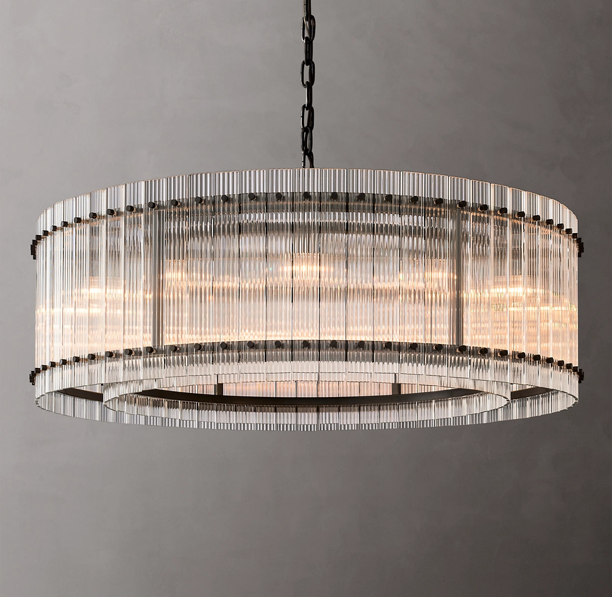48 Inch Ribbed Glass Round Chandelier - San Marco