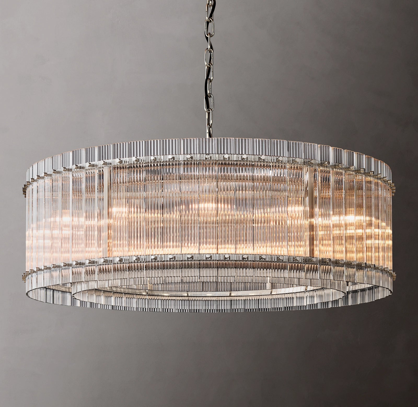 48 Inch Ribbed Glass Round Chandelier - San Marco