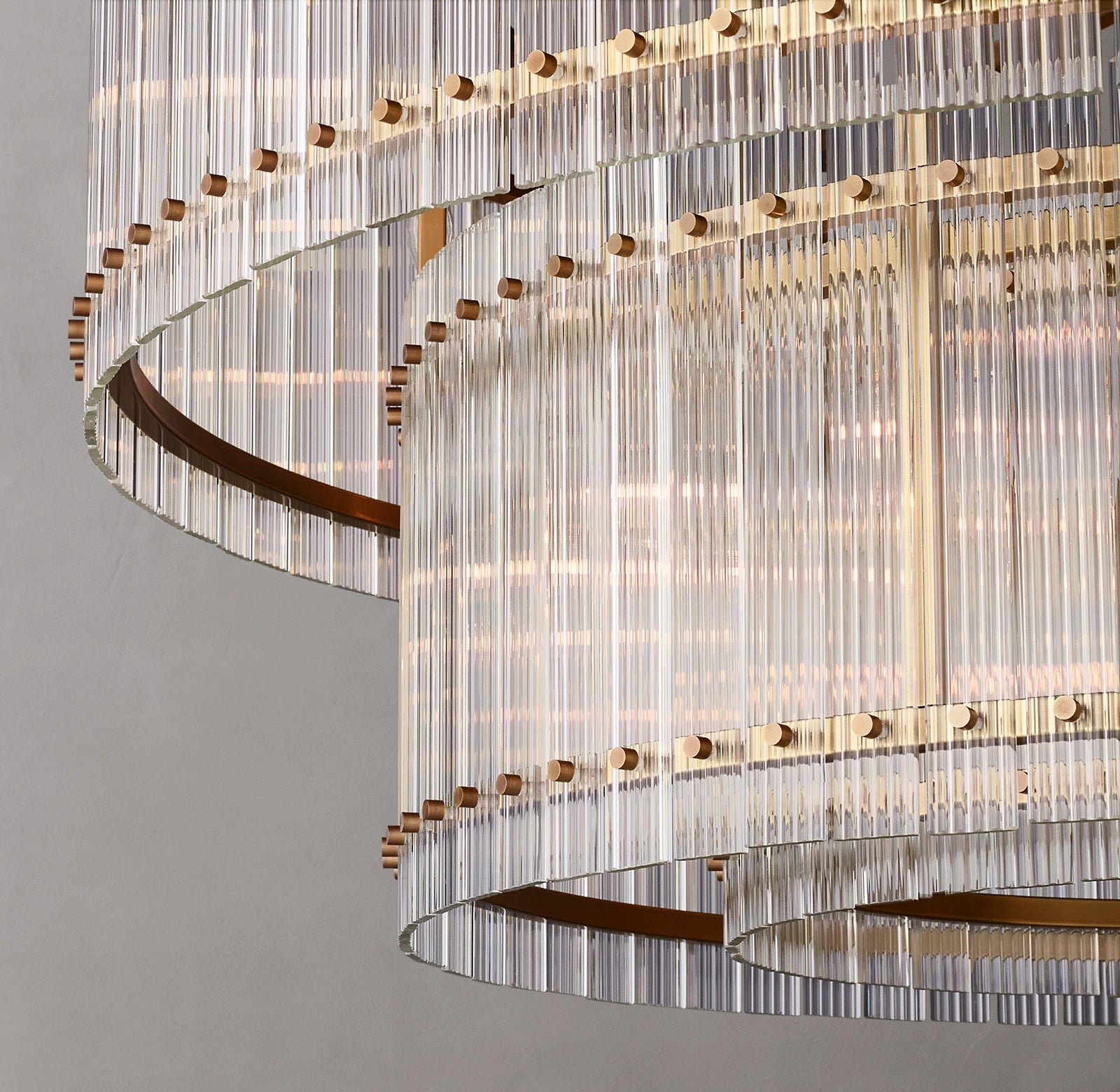60 Inch Ribbed Glass Two-Tier Chandelier - San Marco