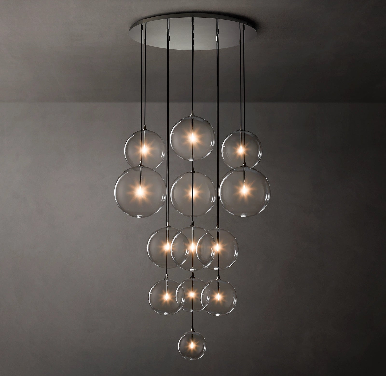 44 Inch Blown Glass Globe Cluster Chandelier - Mobile