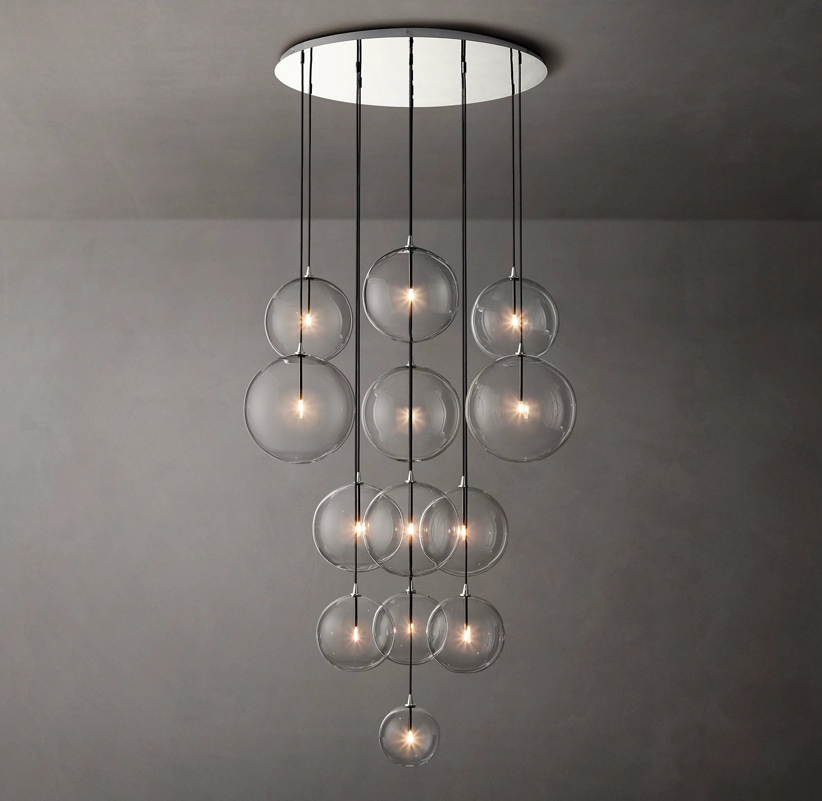 44 Inch Blown Glass Globe Cluster Chandelier - Mobile