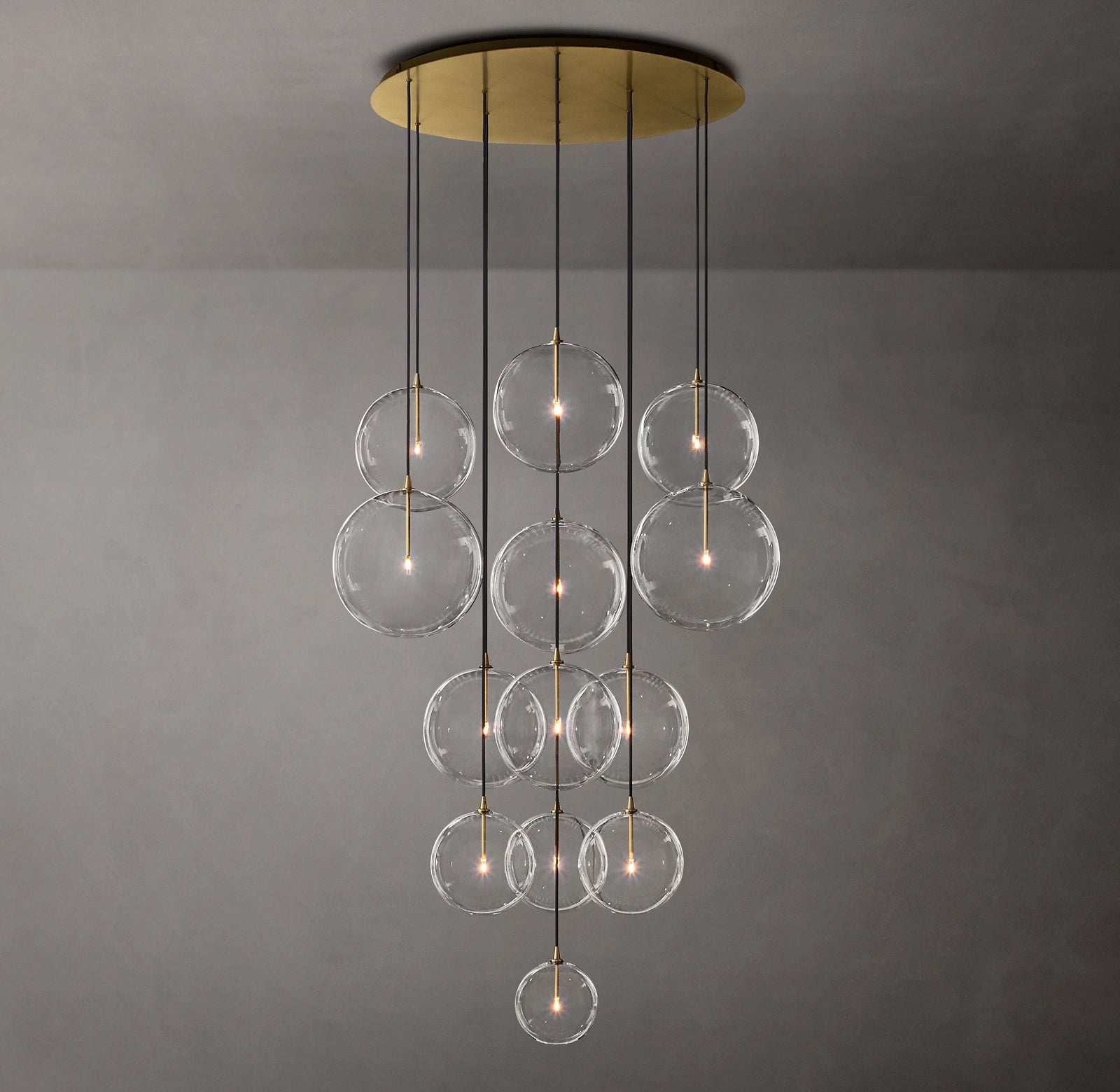 44 Inch Blown Glass Globe Cluster Chandelier - Mobile