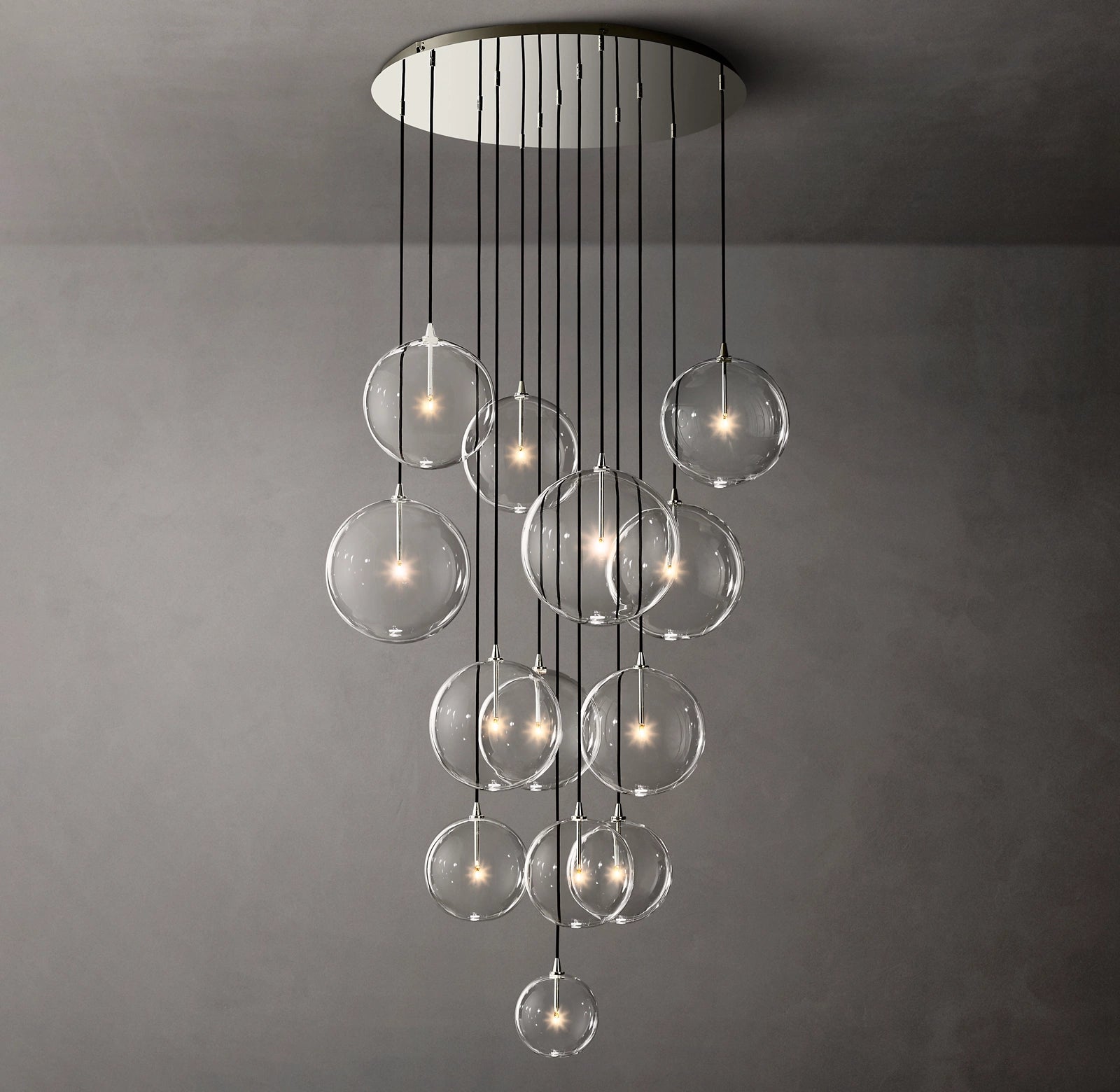 44 Inch Blown Glass Globe Cluster Chandelier - Mobile