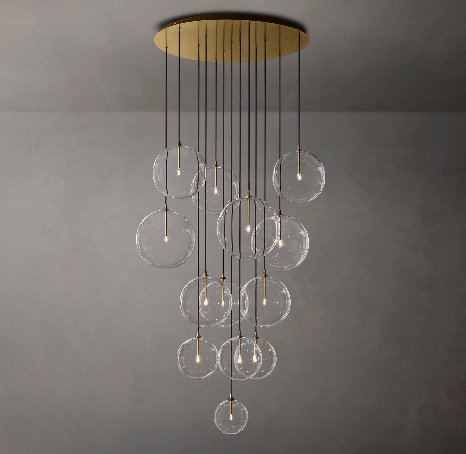 44 Inch Blown Glass Globe Cluster Chandelier - Mobile