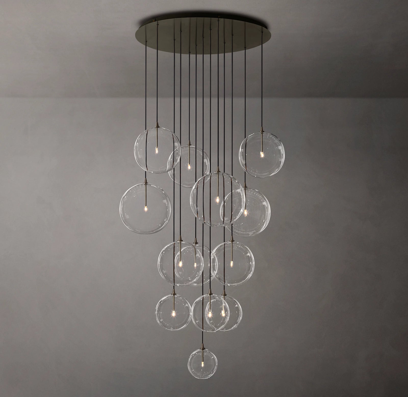 44 Inch Blown Glass Globe Cluster Chandelier - Mobile
