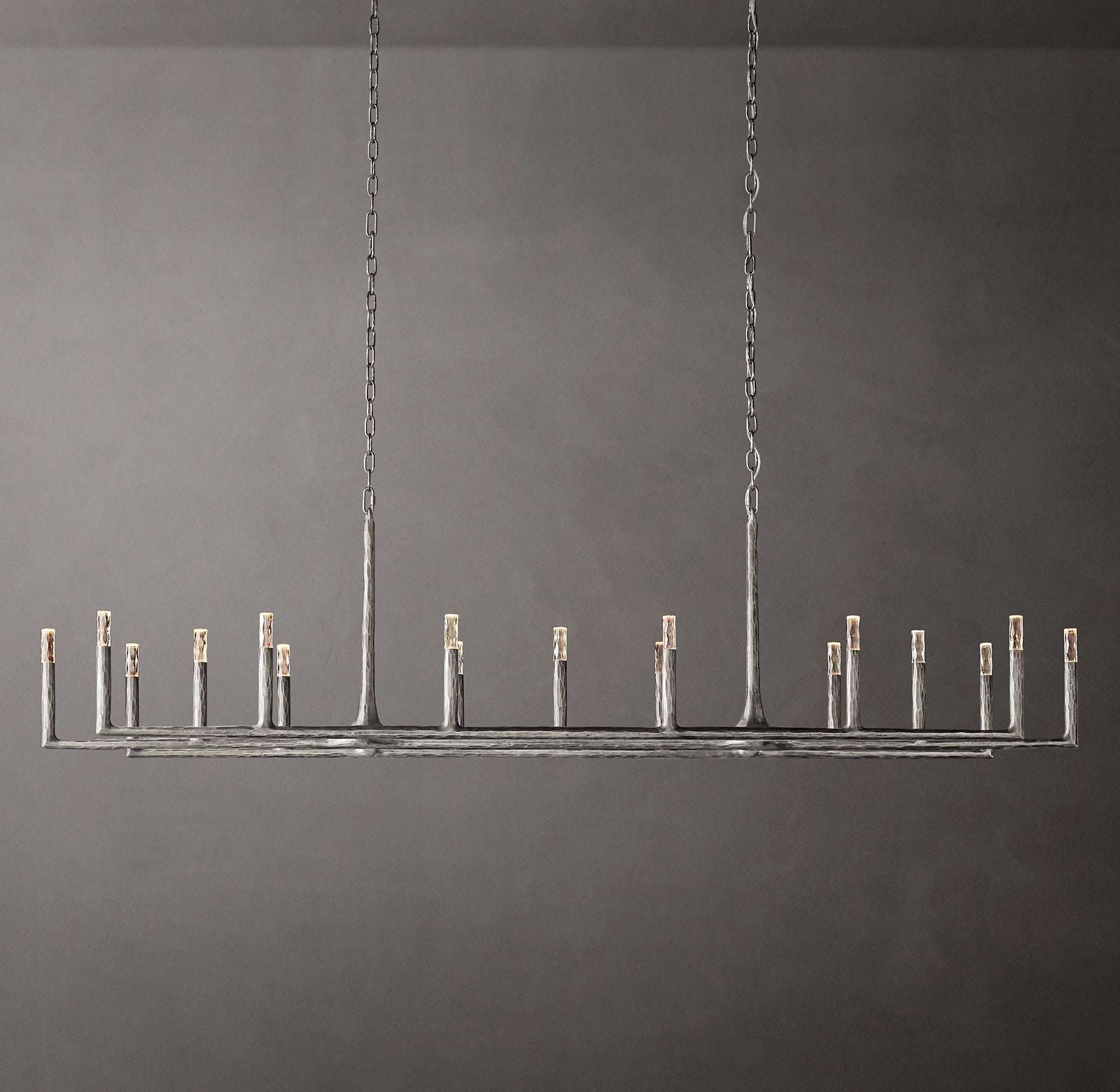 96 Inch Forged Candlestick Linear Chandelier - Thaddeus