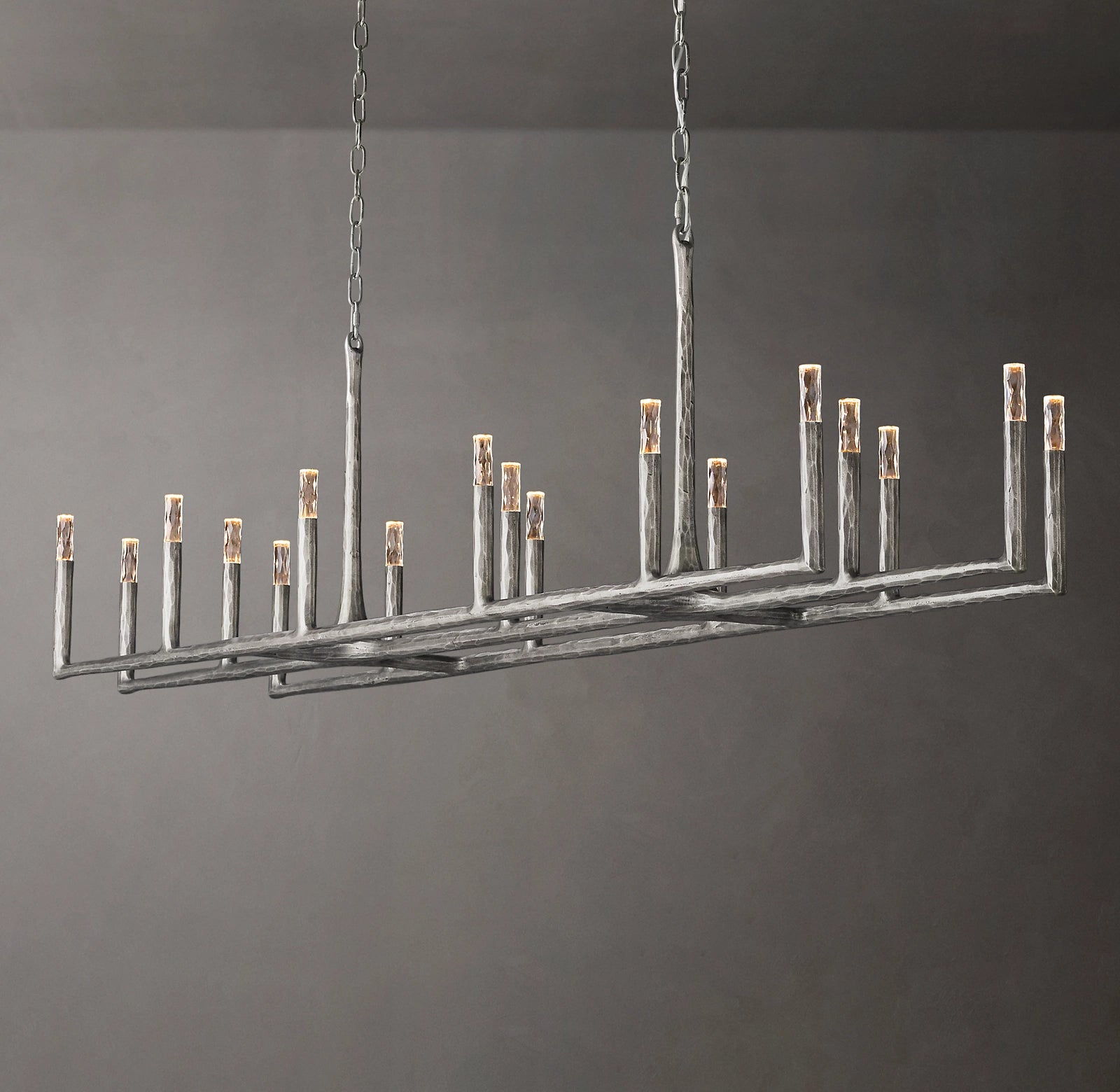 96 Inch Forged Candlestick Linear Chandelier - Thaddeus