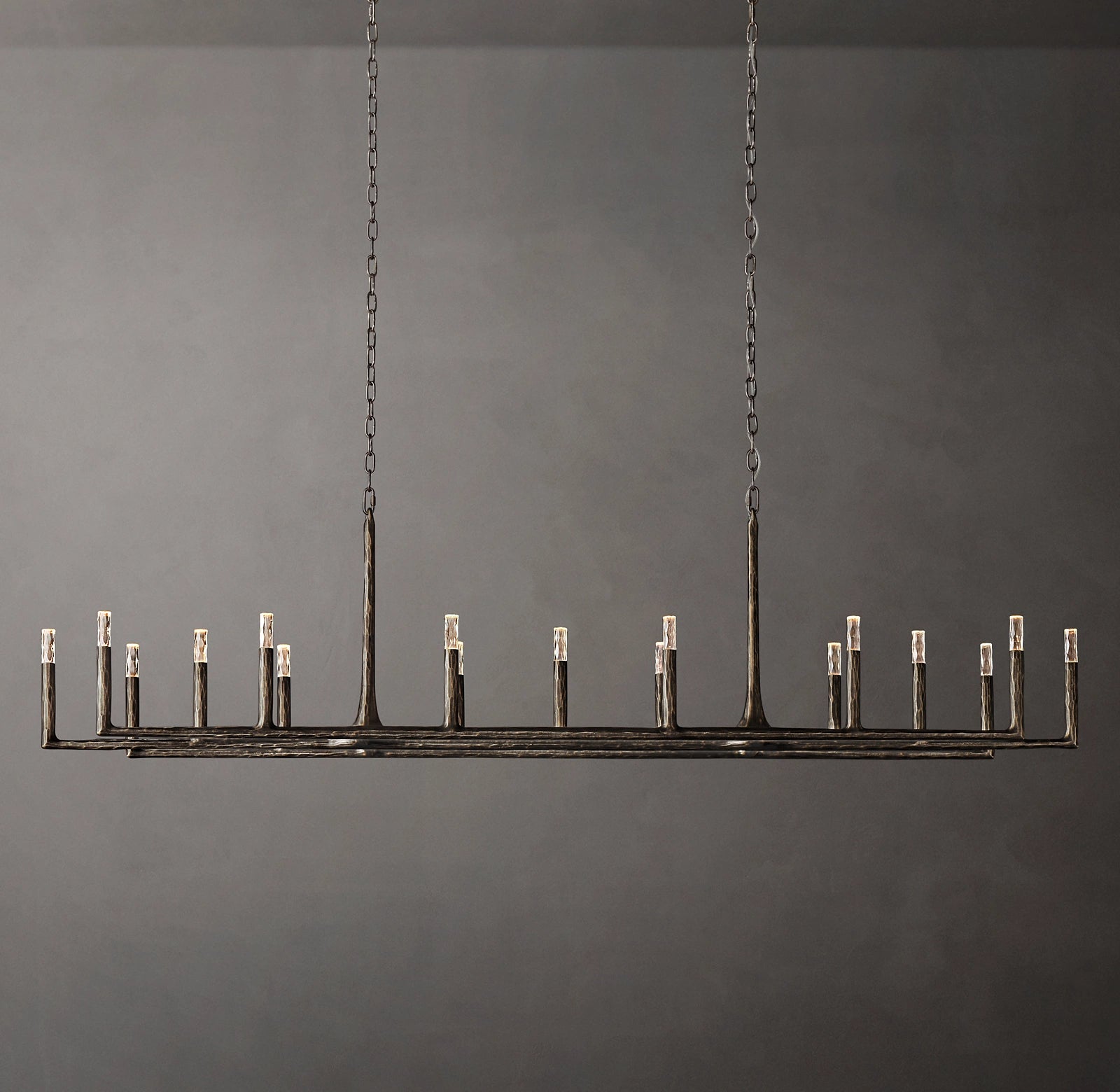 96 Inch Forged Candlestick Linear Chandelier - Thaddeus