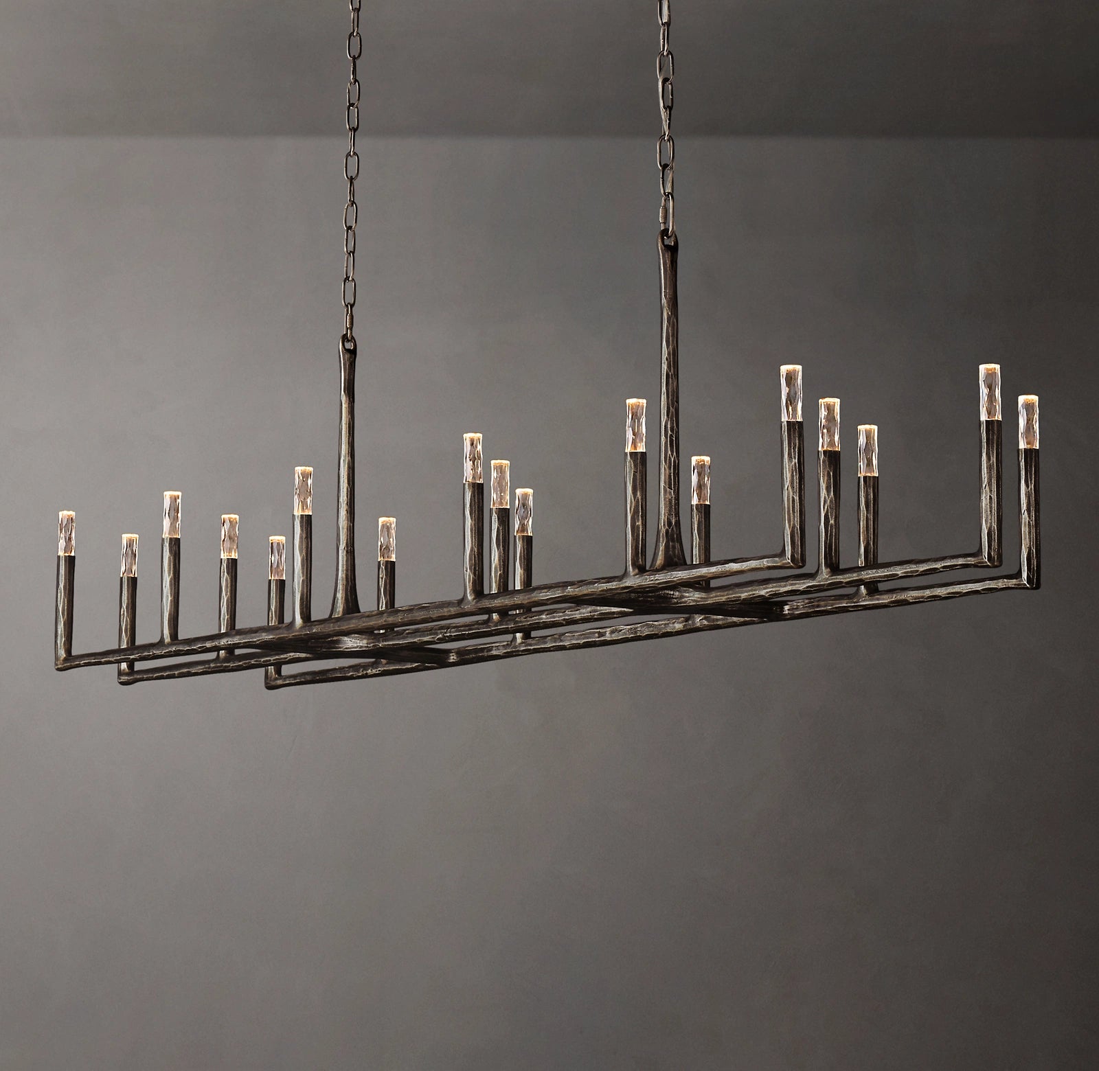 96 Inch Forged Candlestick Linear Chandelier - Thaddeus