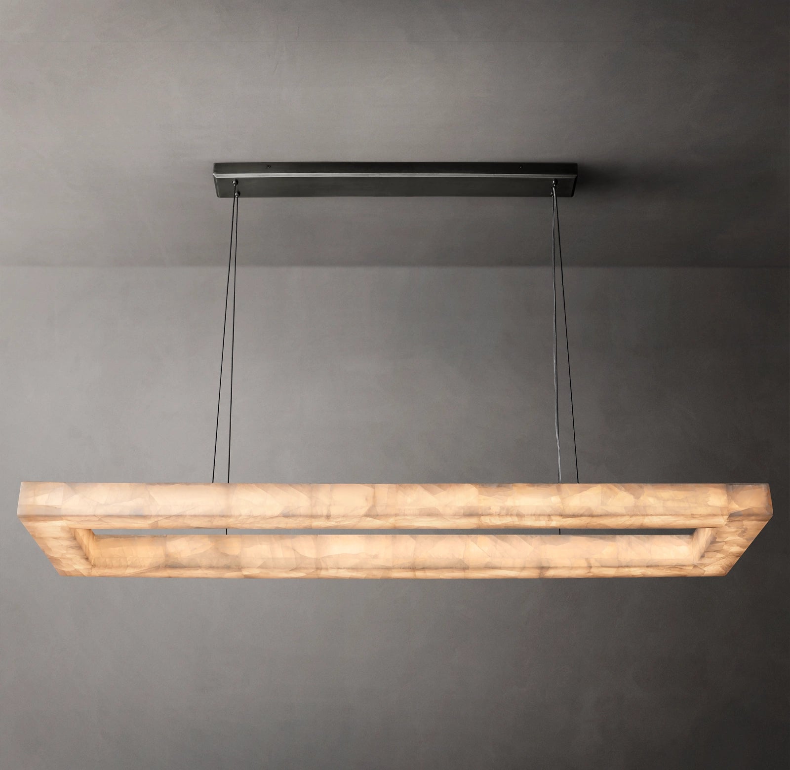 72 Inch Lueur Rectangular Alabaster Chandelier - Rivage