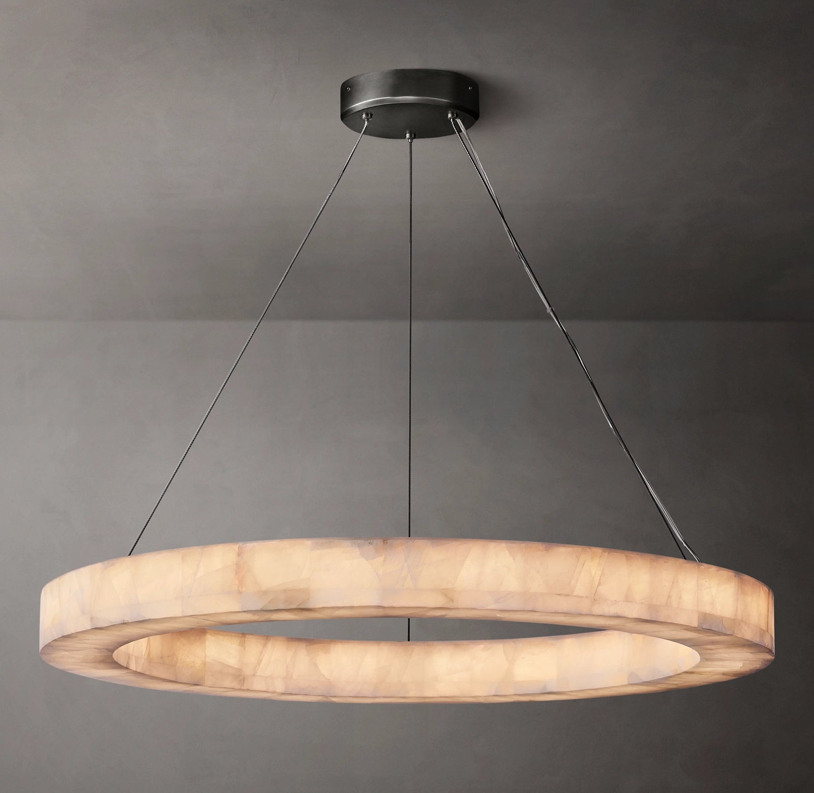 40 Inch Lueur Round Alabaster Chandelier - Rivage