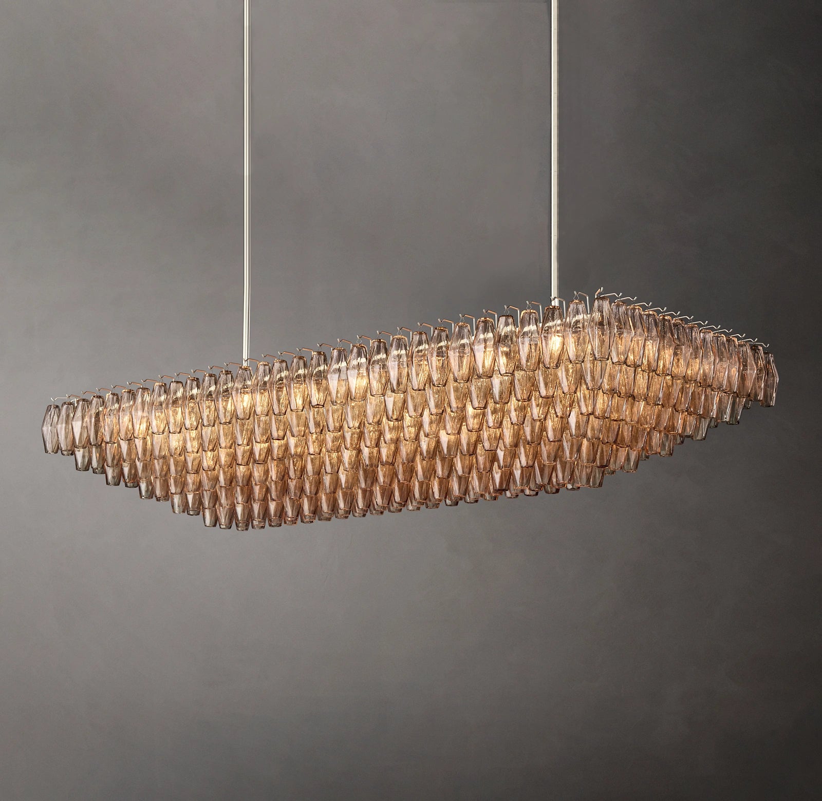 74 Inch Smoked Murano Glass Tiered Rectangular Chandelier - Chiara