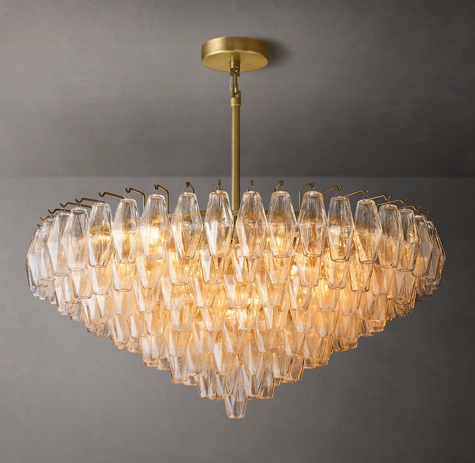36 Inch Clear Murano Glass Tiered Chandelier - Chiara
