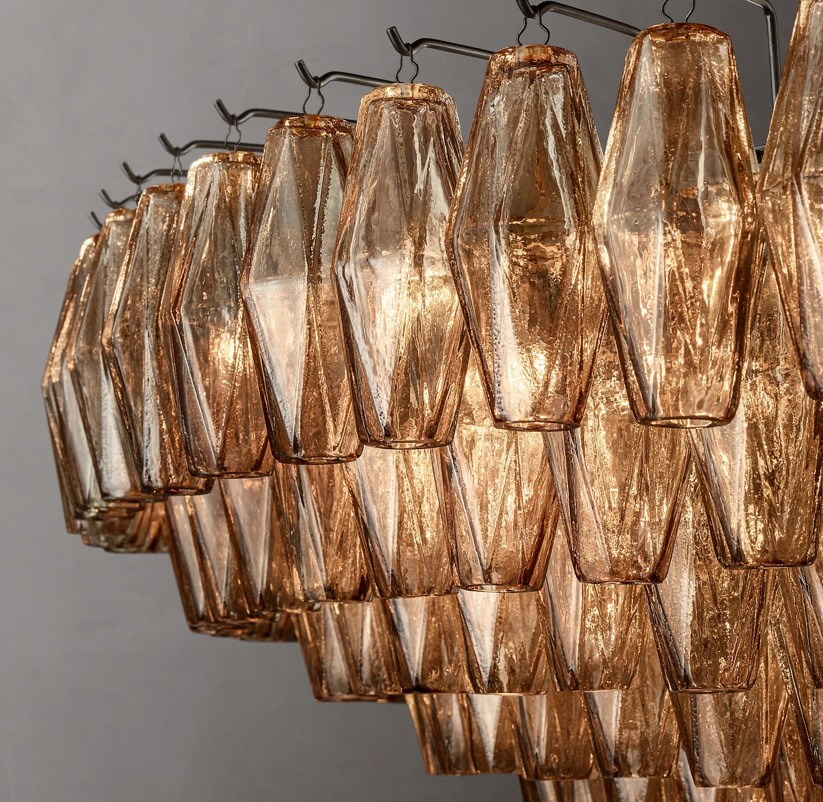 62 Inch Smoked Murano Glass Tiered Chandelier - Chiara