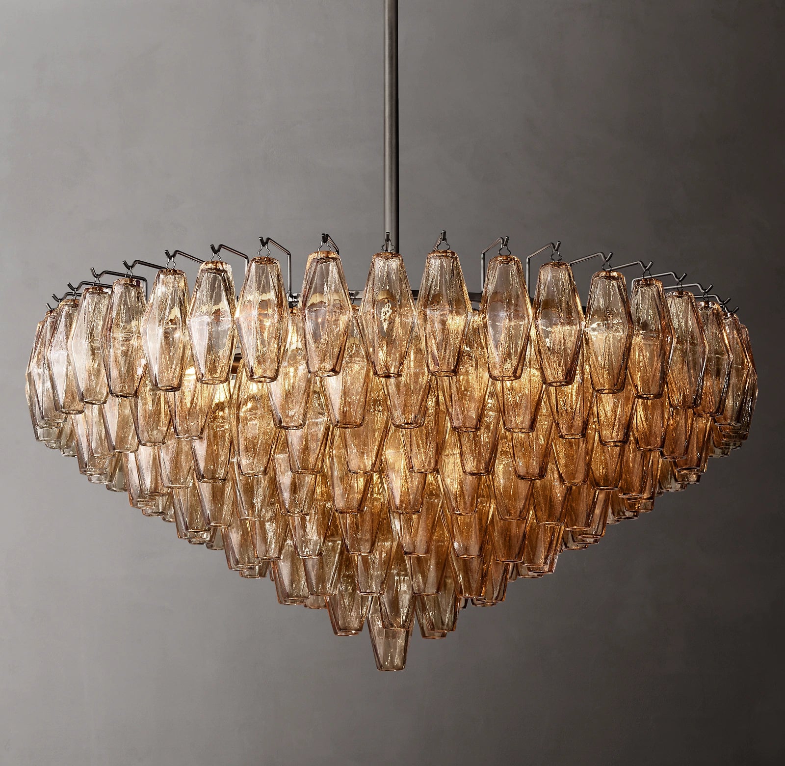 36 Inch Smoked Murano Glass Tiered Chandelier - Chiara
