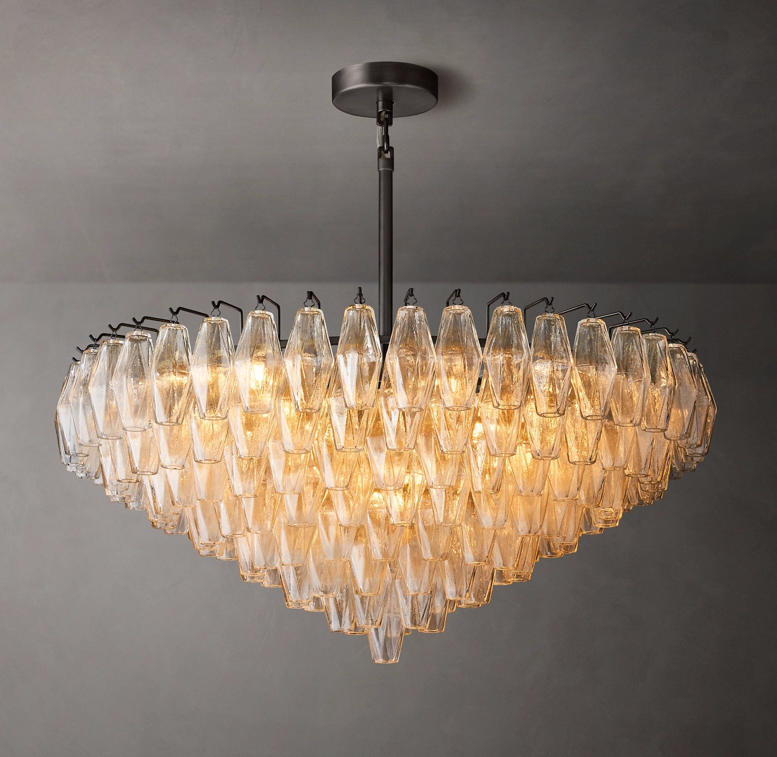 36 Inch Clear Murano Glass Tiered Chandelier - Chiara