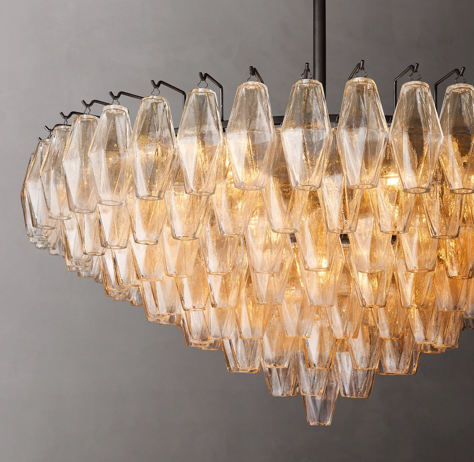 36 Inch Clear Murano Glass Tiered Chandelier - Chiara