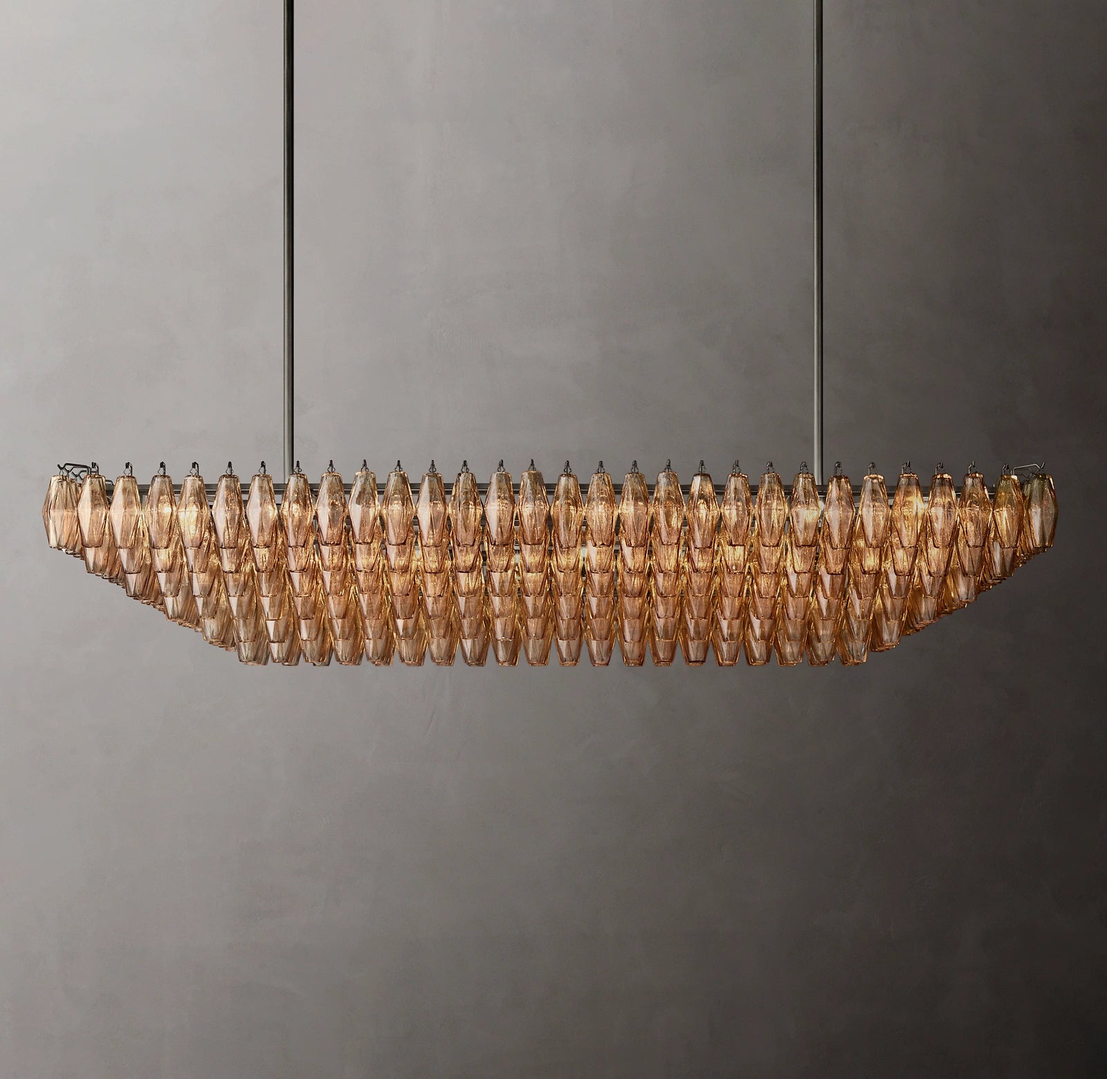 74 Inch Smoked Murano Glass Tiered Rectangular Chandelier - Chiara