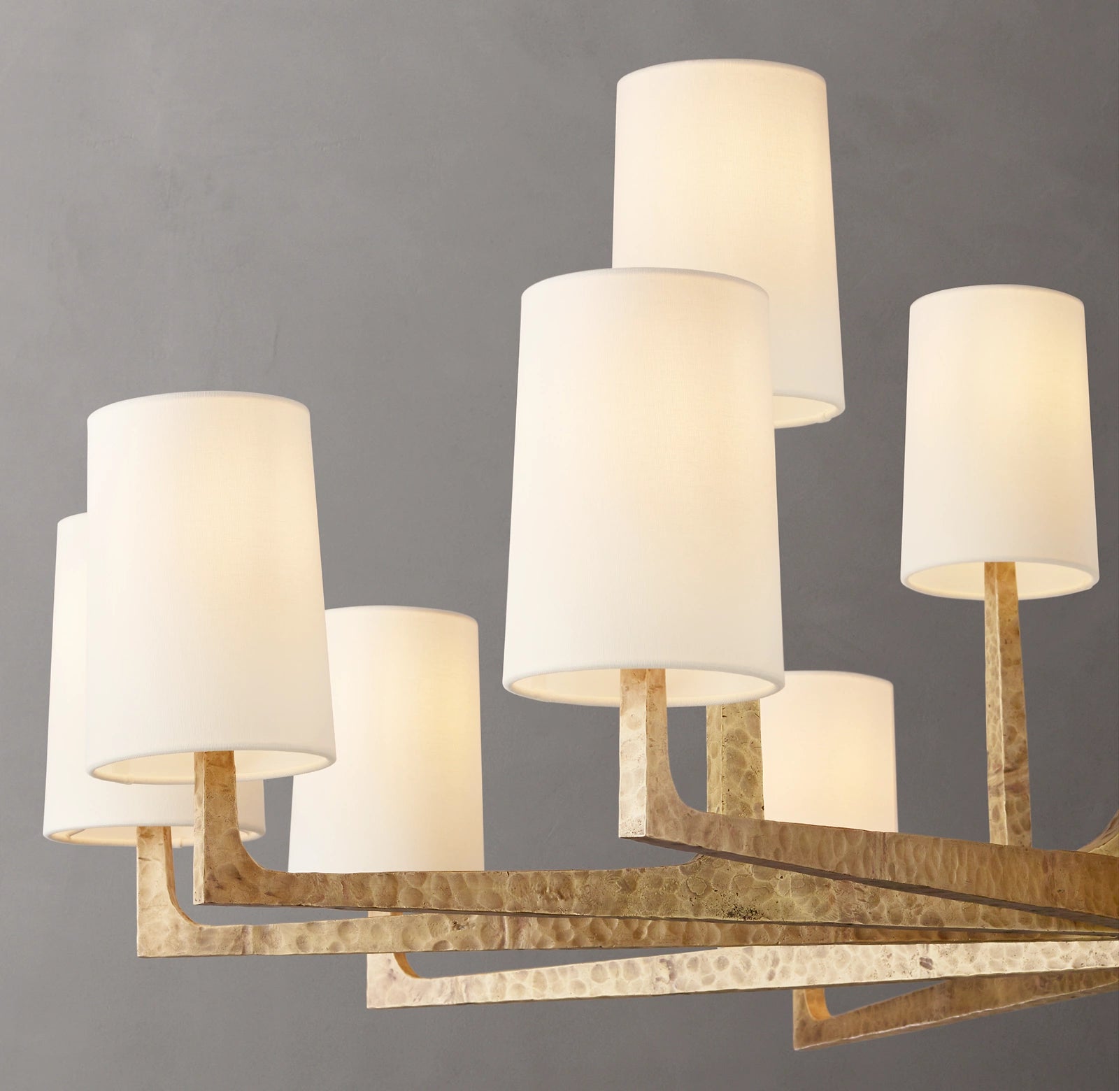 60 Inch Hammered Metal Arm Shaded Chandelier – Wright