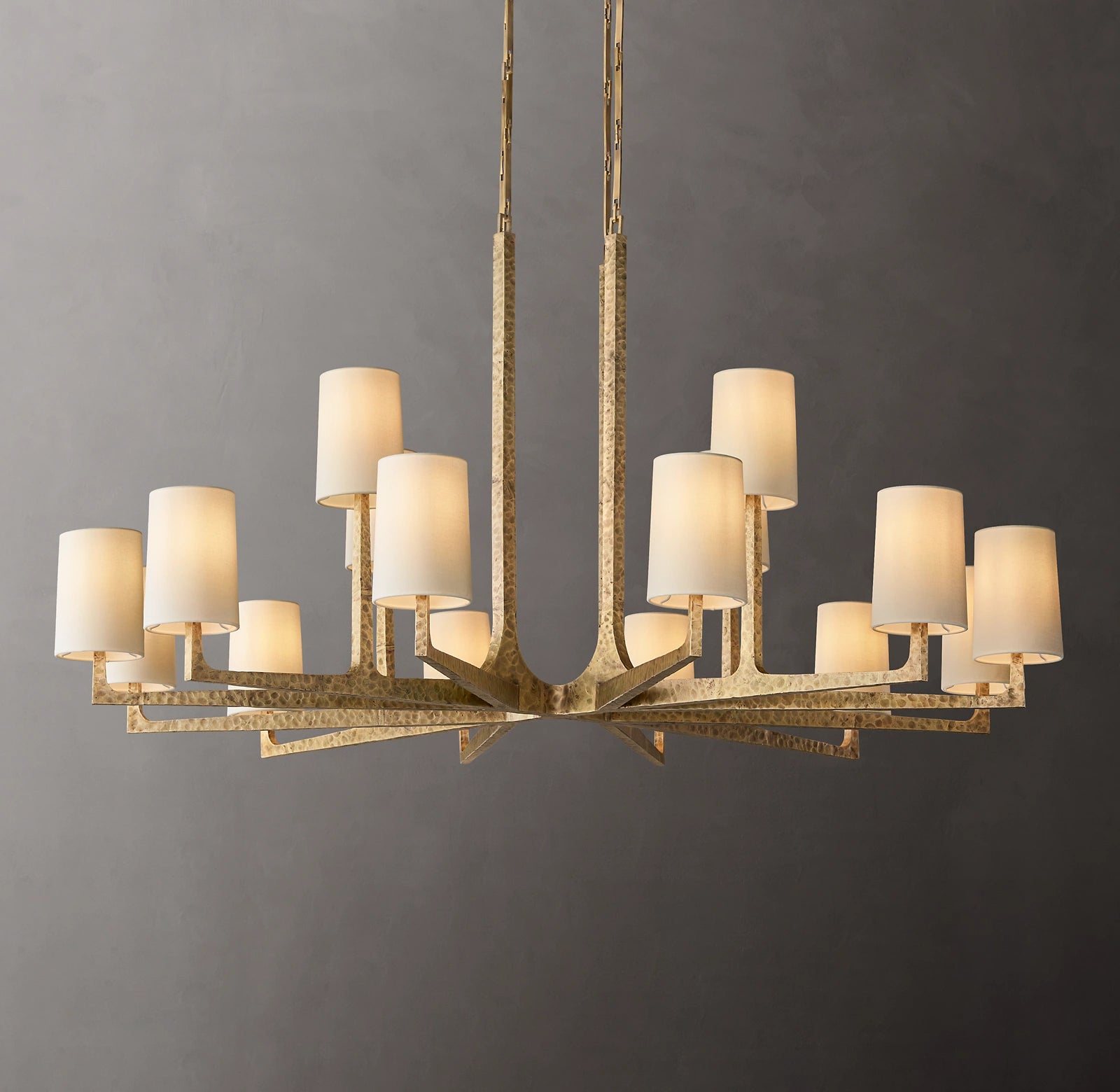 60 Inch Hammered Metal Arm Shaded Chandelier – Wright