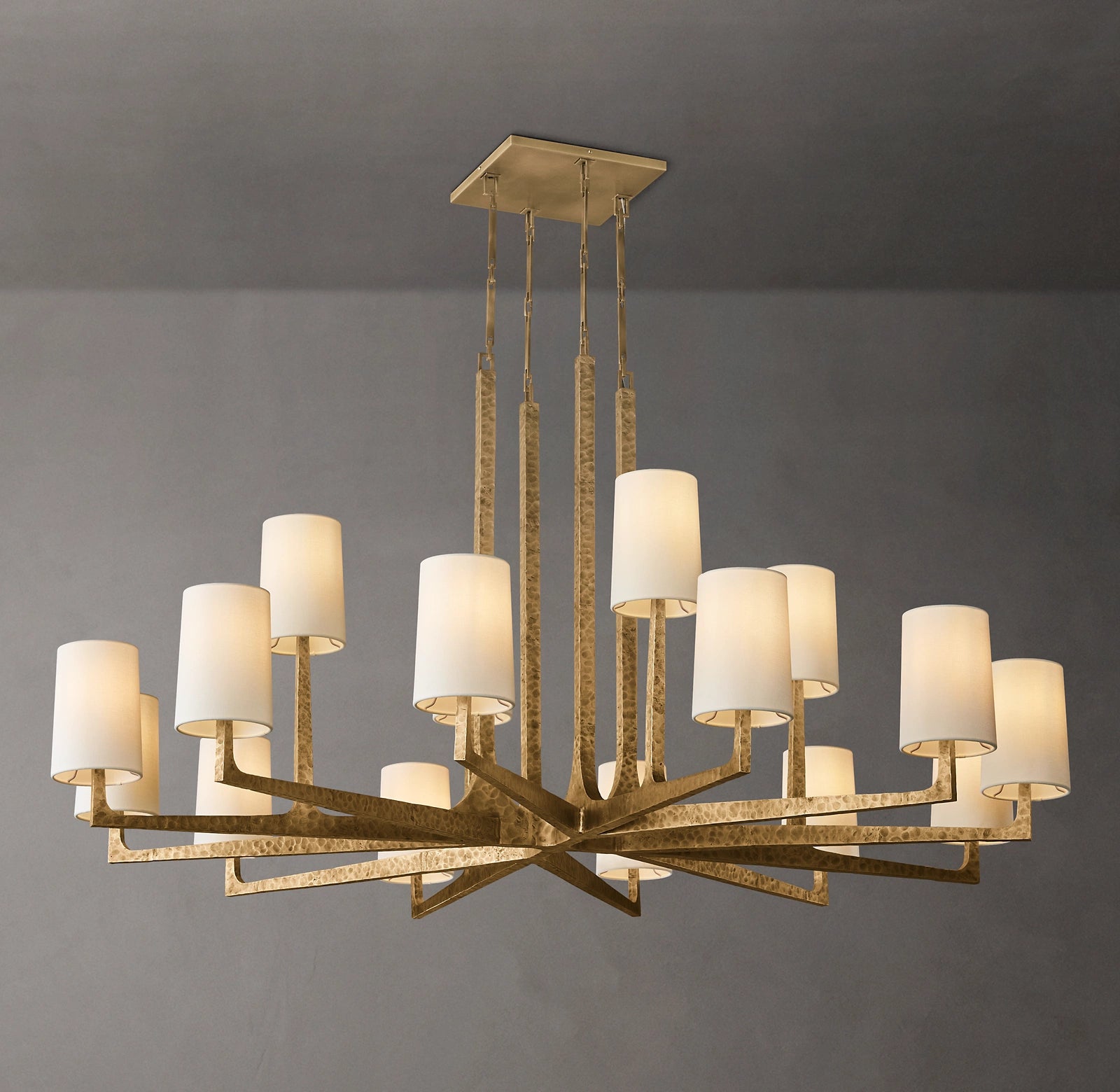 60 Inch Hammered Metal Arm Shaded Chandelier – Wright