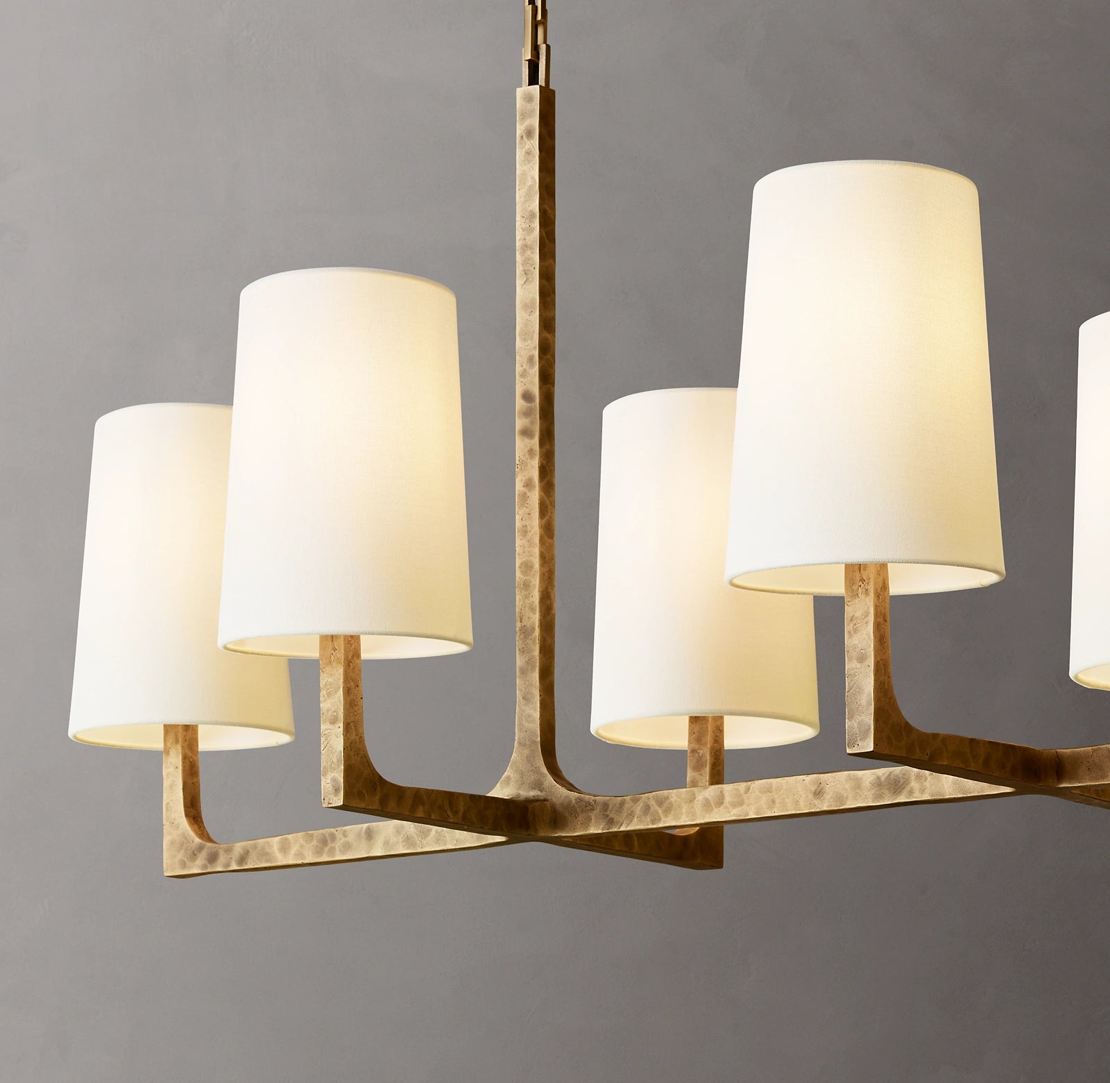 54 Inch Shaded Hammered Metal Linear Chandelier – Wright