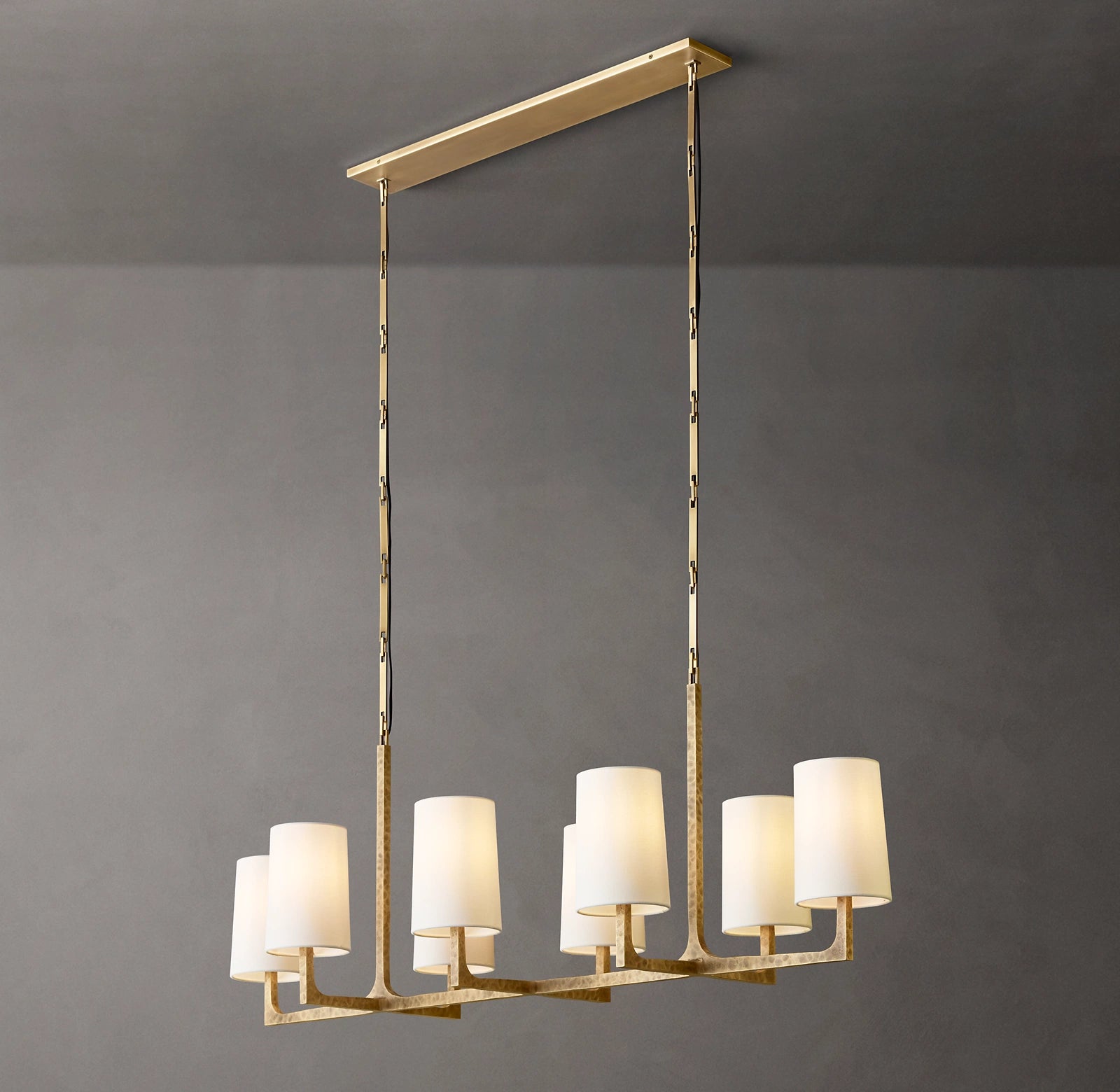 54 Inch Shaded Hammered Metal Linear Chandelier – Wright