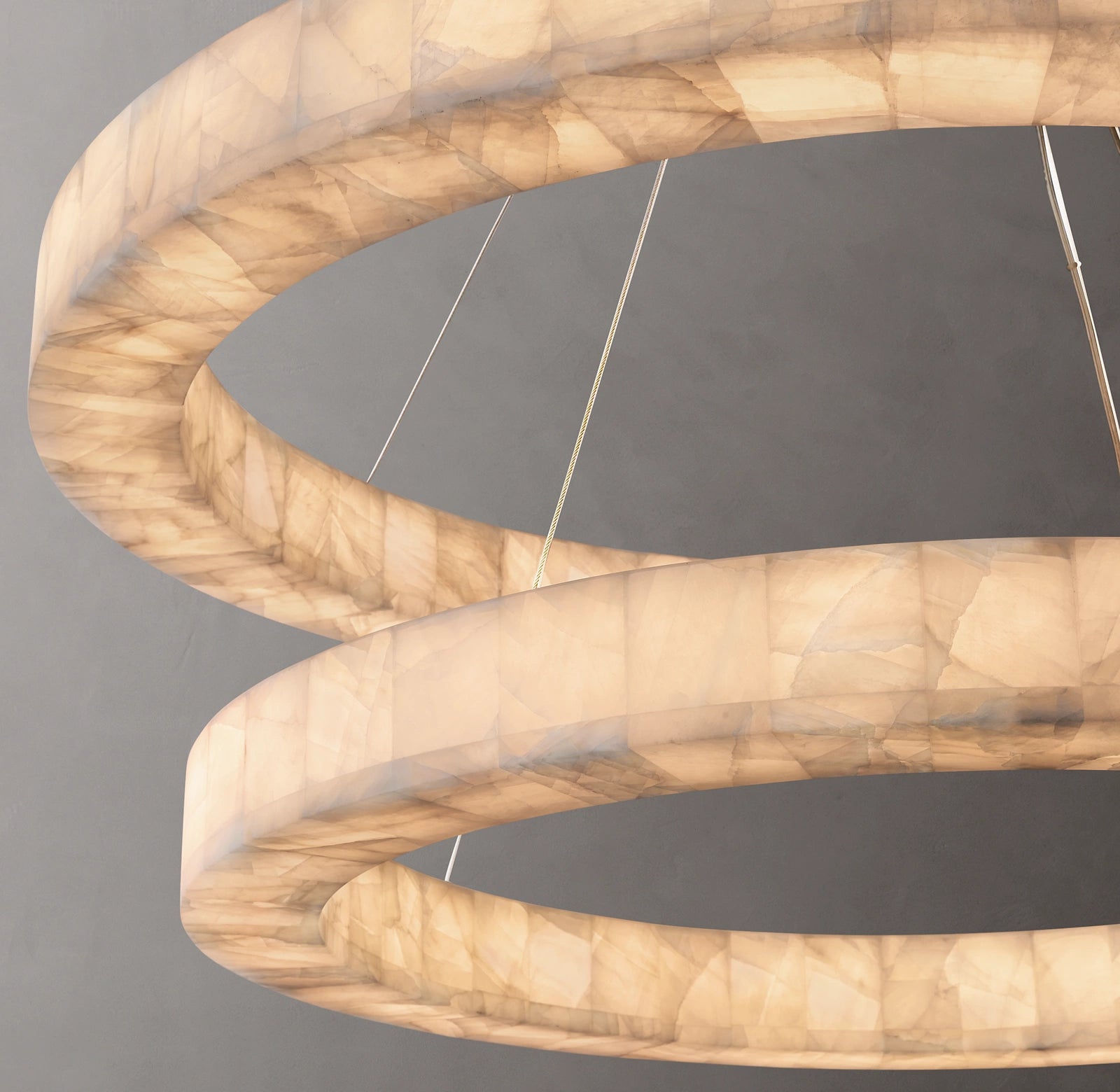 60 Inch Lueur Two-Tier Alabaster Chandelier - Rivage