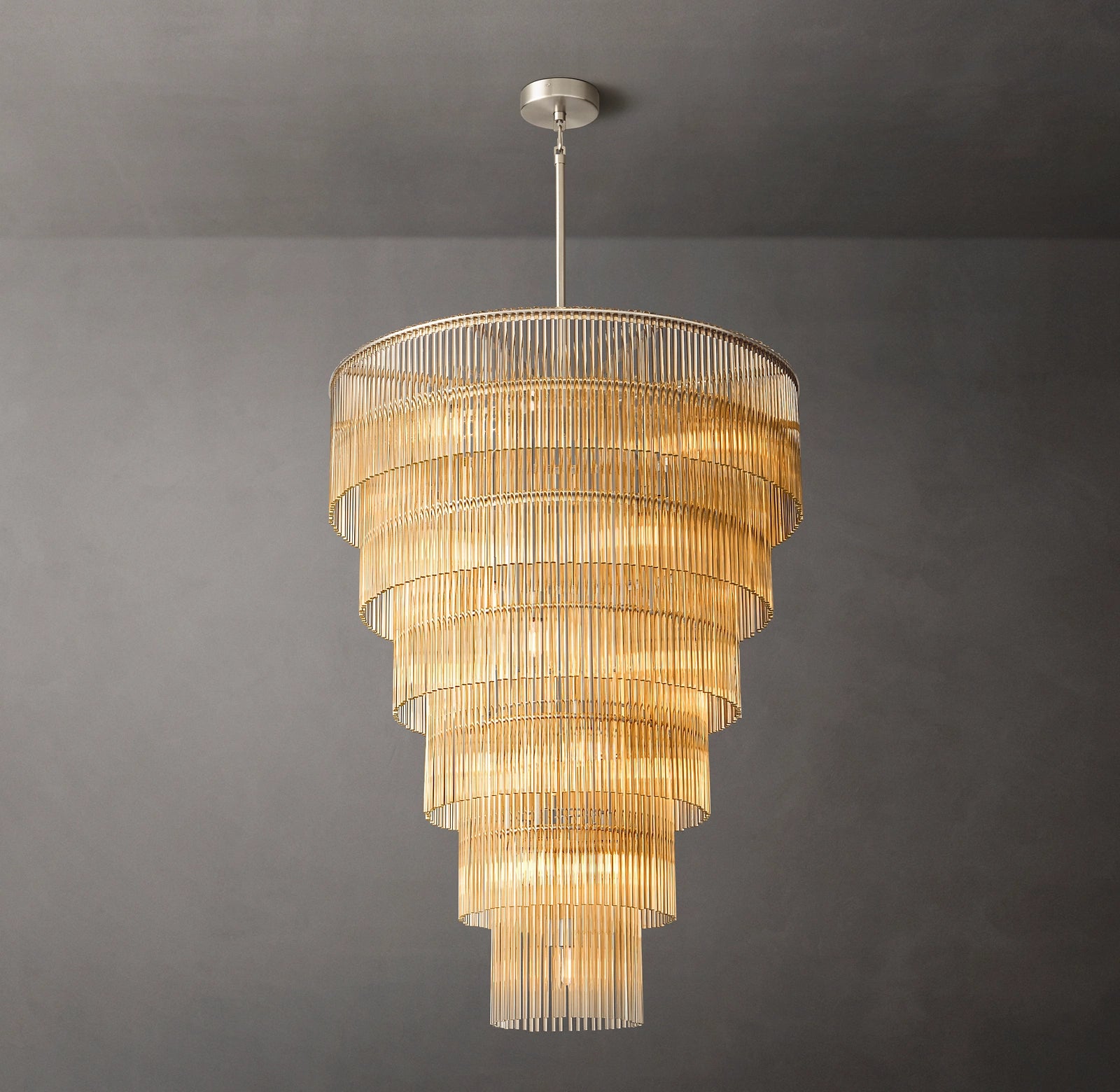 36 Inch Crystal Rod Tiered Chandelier - Amadeo