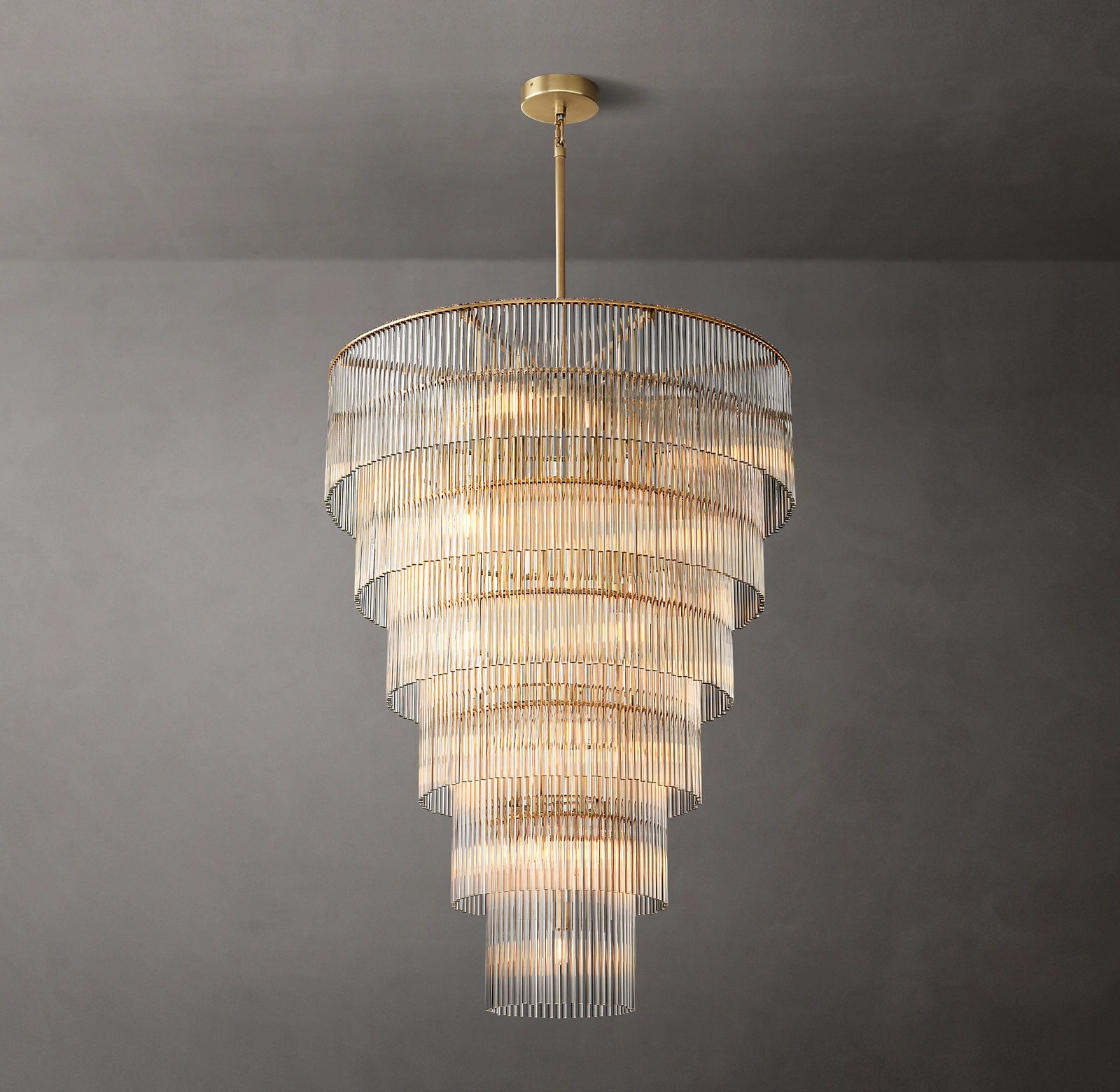 36 Inch Crystal Rod Tiered Chandelier - Amadeo