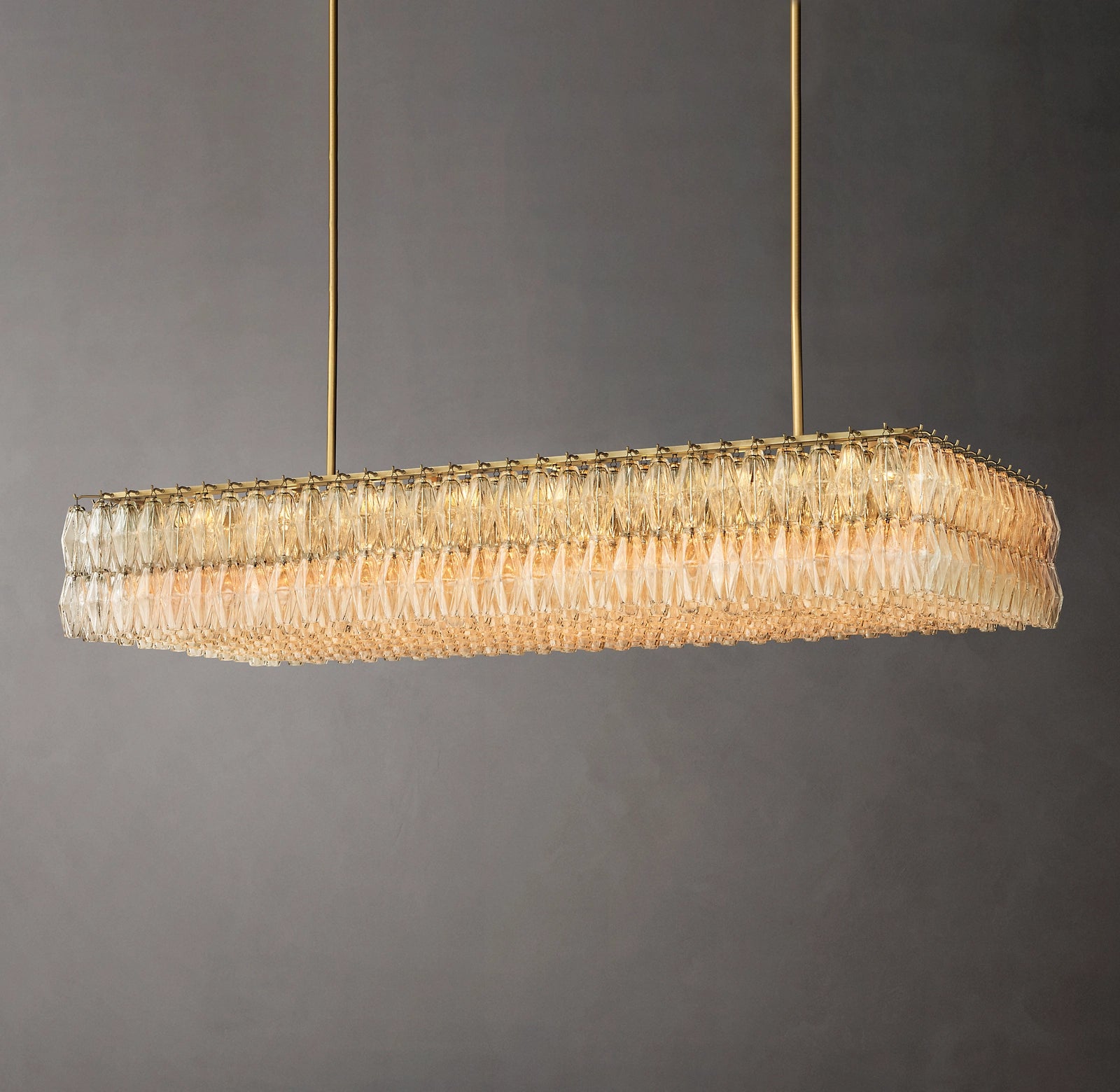 74 Inch Clear Murano Glass Rectangular Chandelier - Chiara