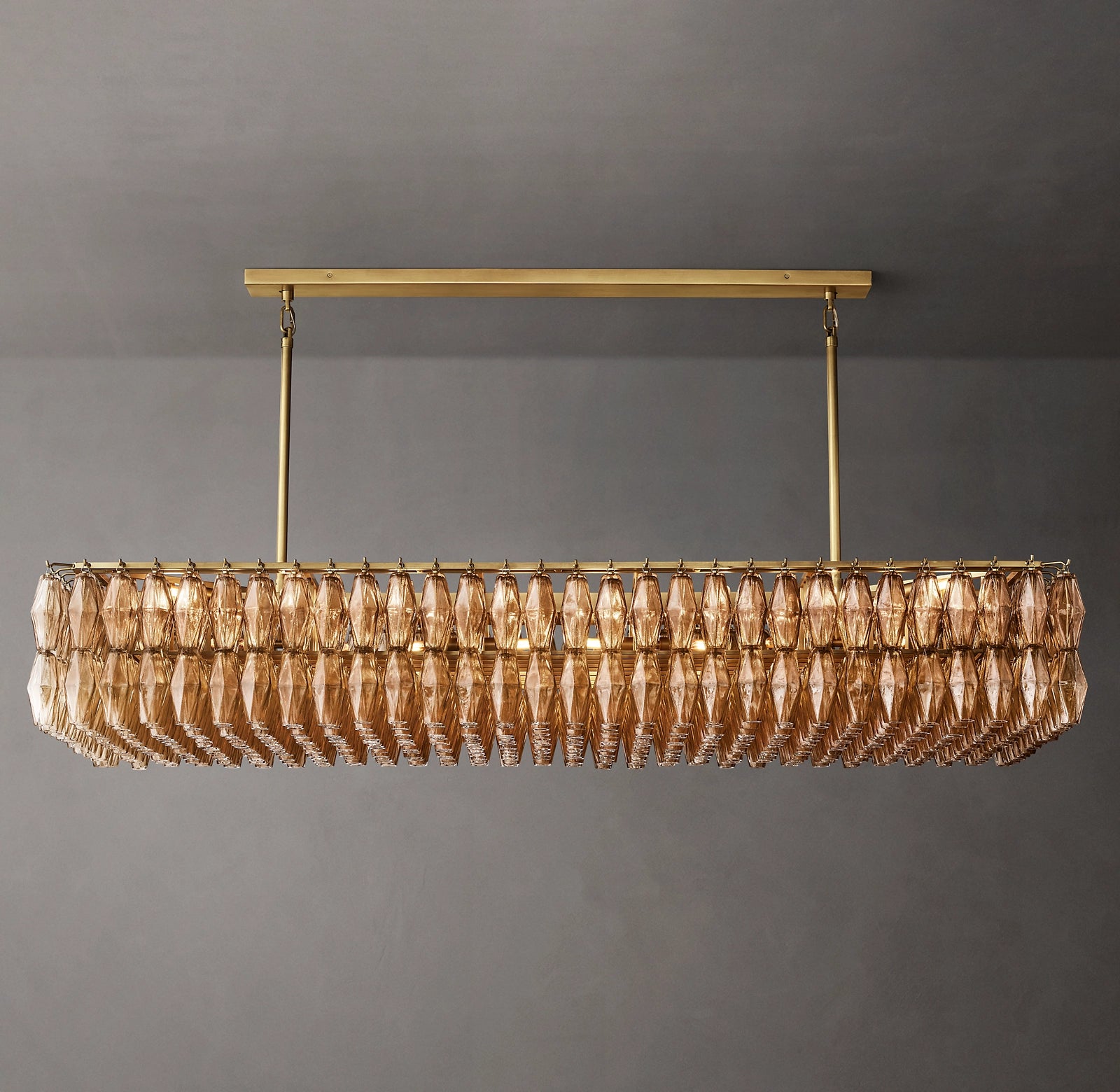 74 Inch Smoked Murano Glass Rectangular Chandelier - Chiara
