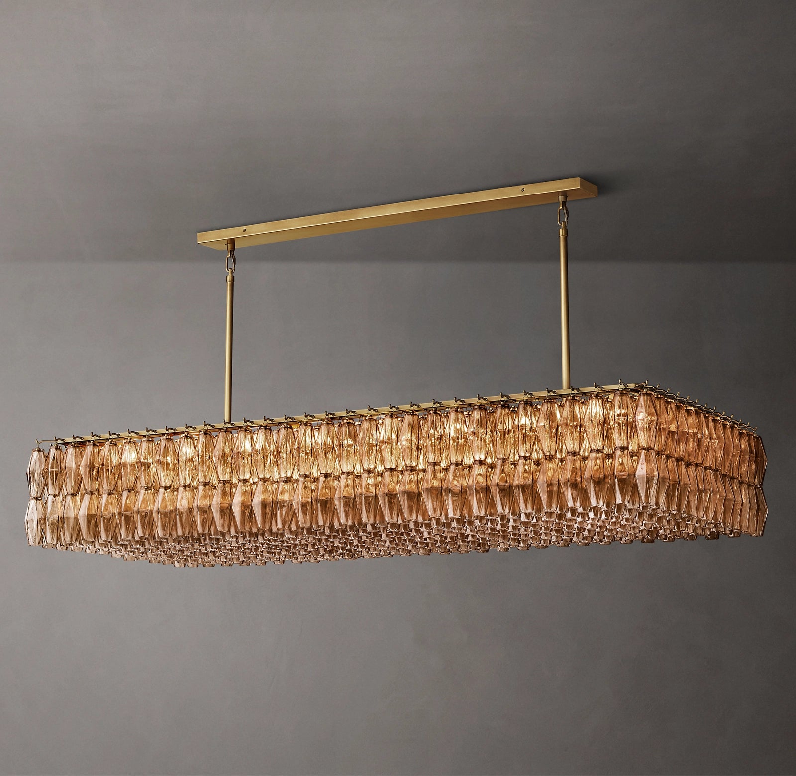 74 Inch Smoked Murano Glass Rectangular Chandelier - Chiara