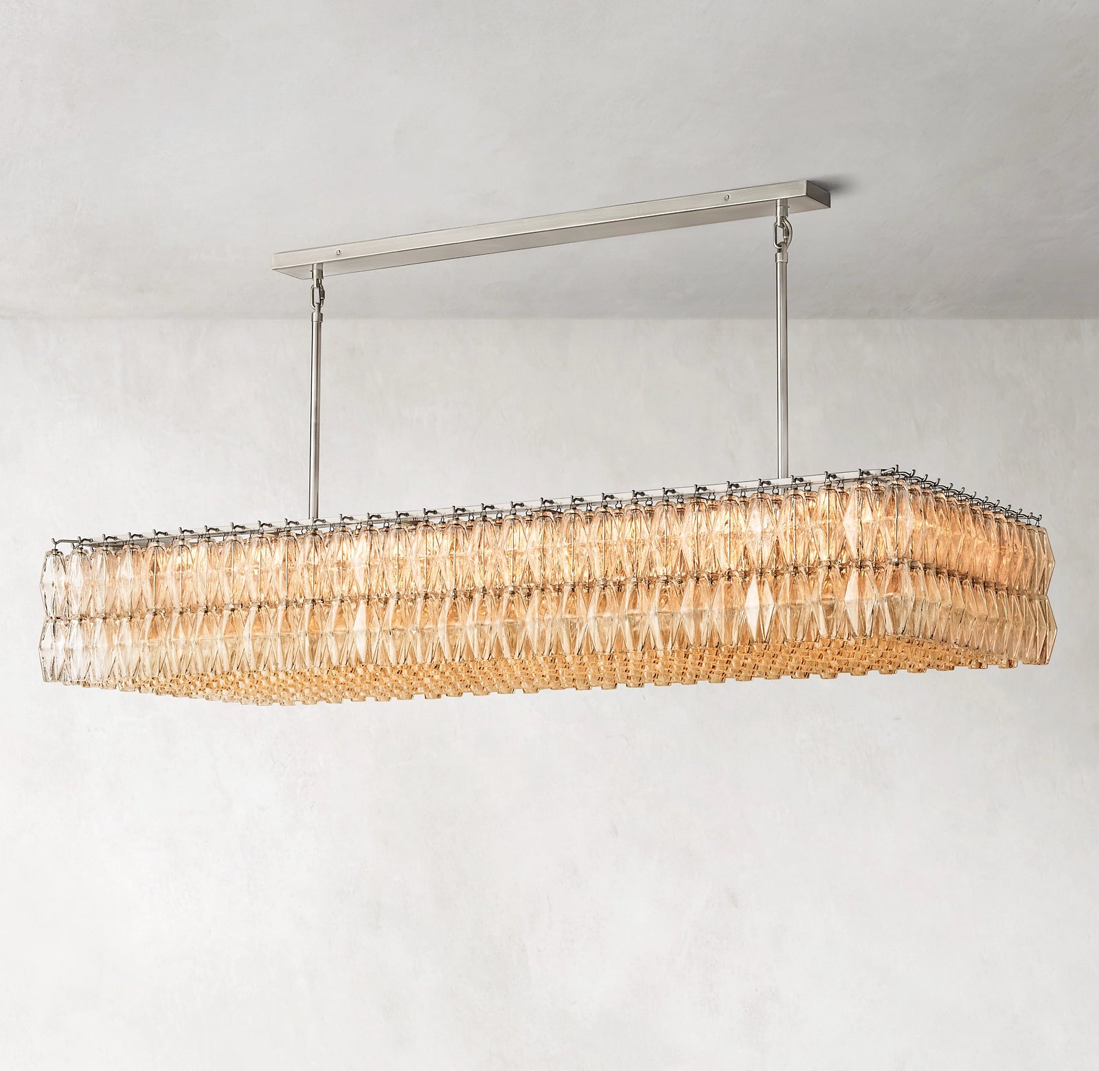 74 Inch Clear Murano Glass Rectangular Chandelier - Chiara