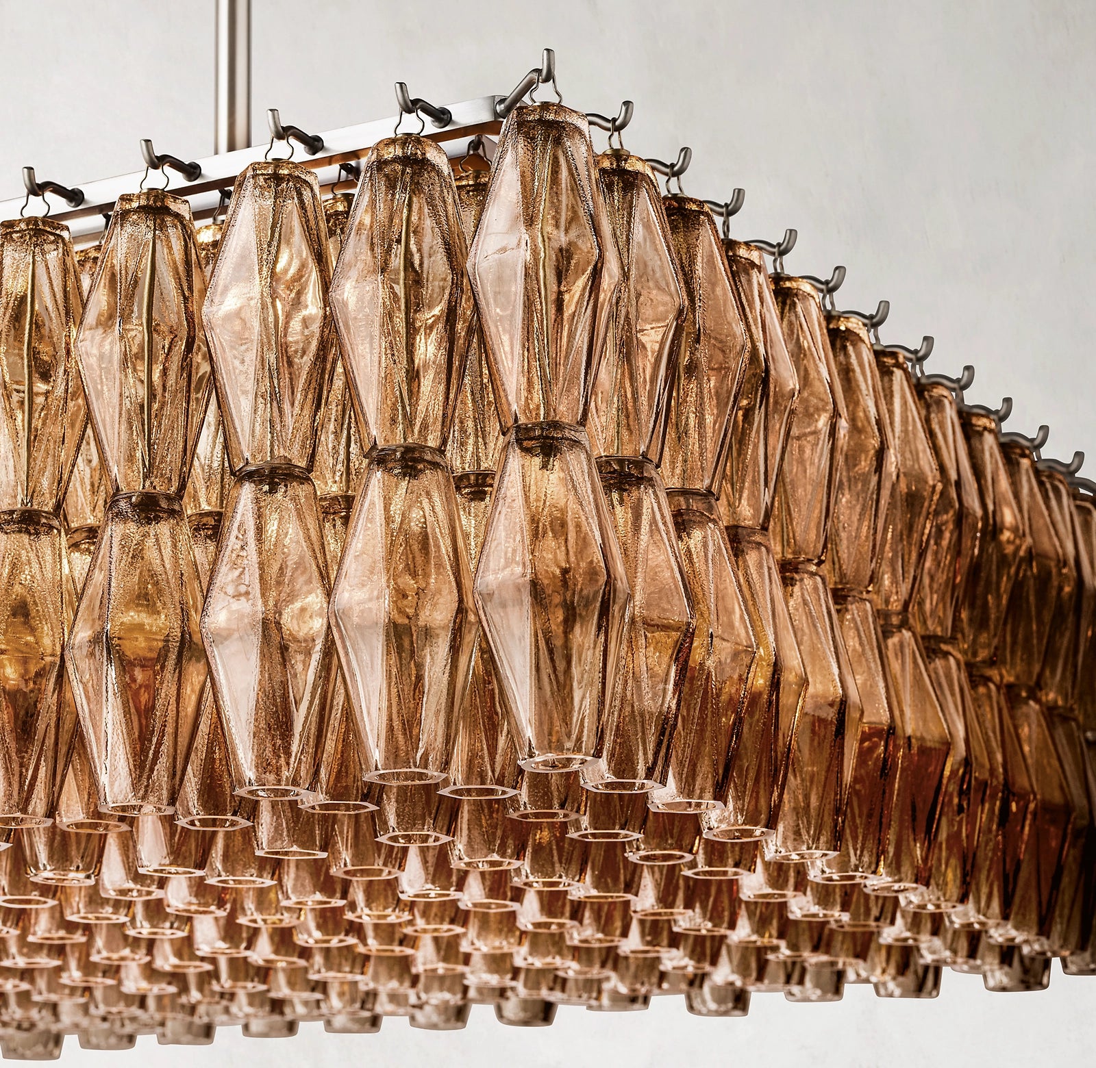 74 Inch Smoked Murano Glass Rectangular Chandelier - Chiara