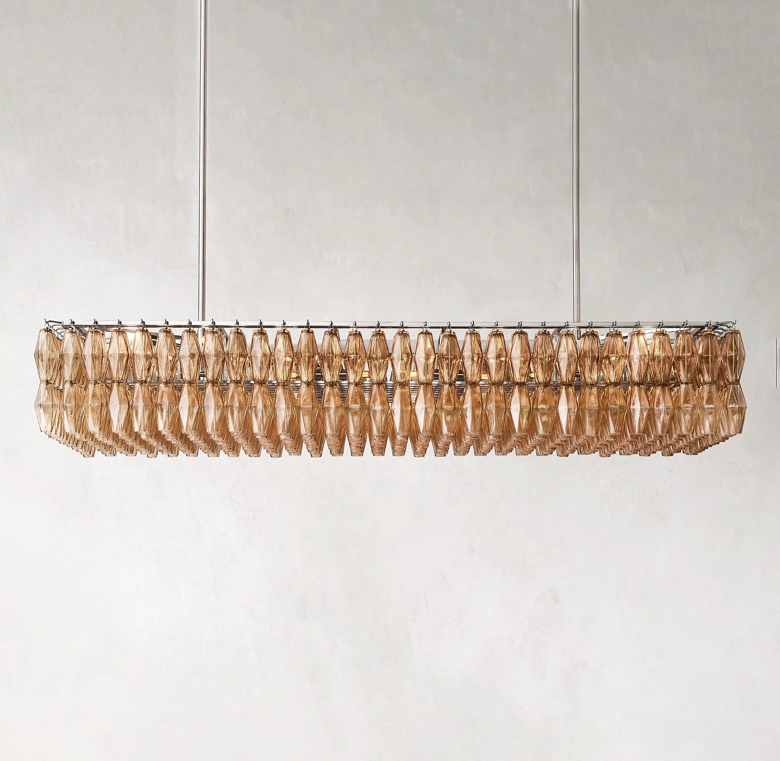 74 Inch Smoked Murano Glass Rectangular Chandelier - Chiara