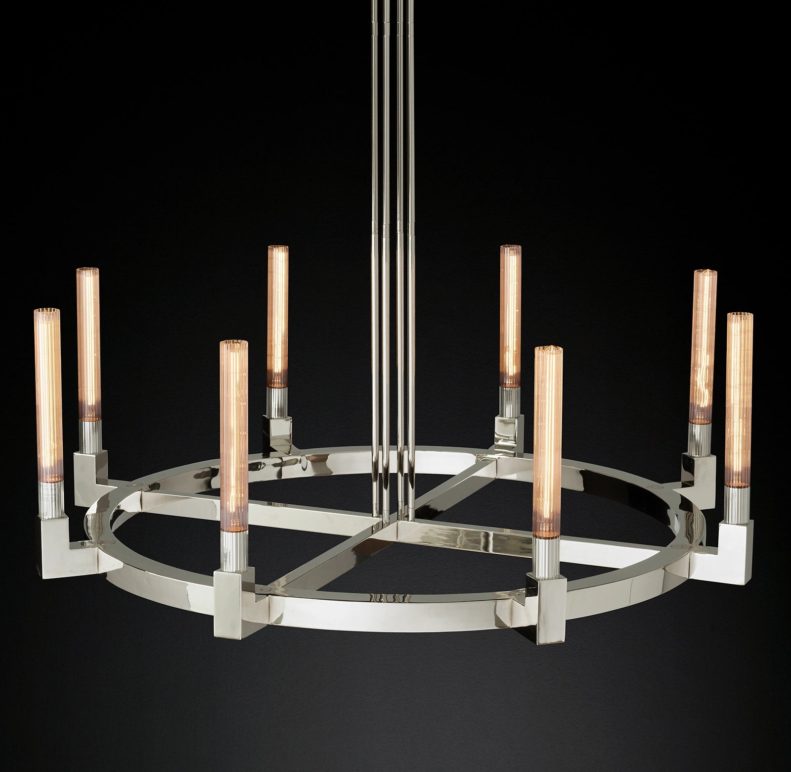 48 Inch Fluted-Glass Candlestick Round Chandelier - Cannele