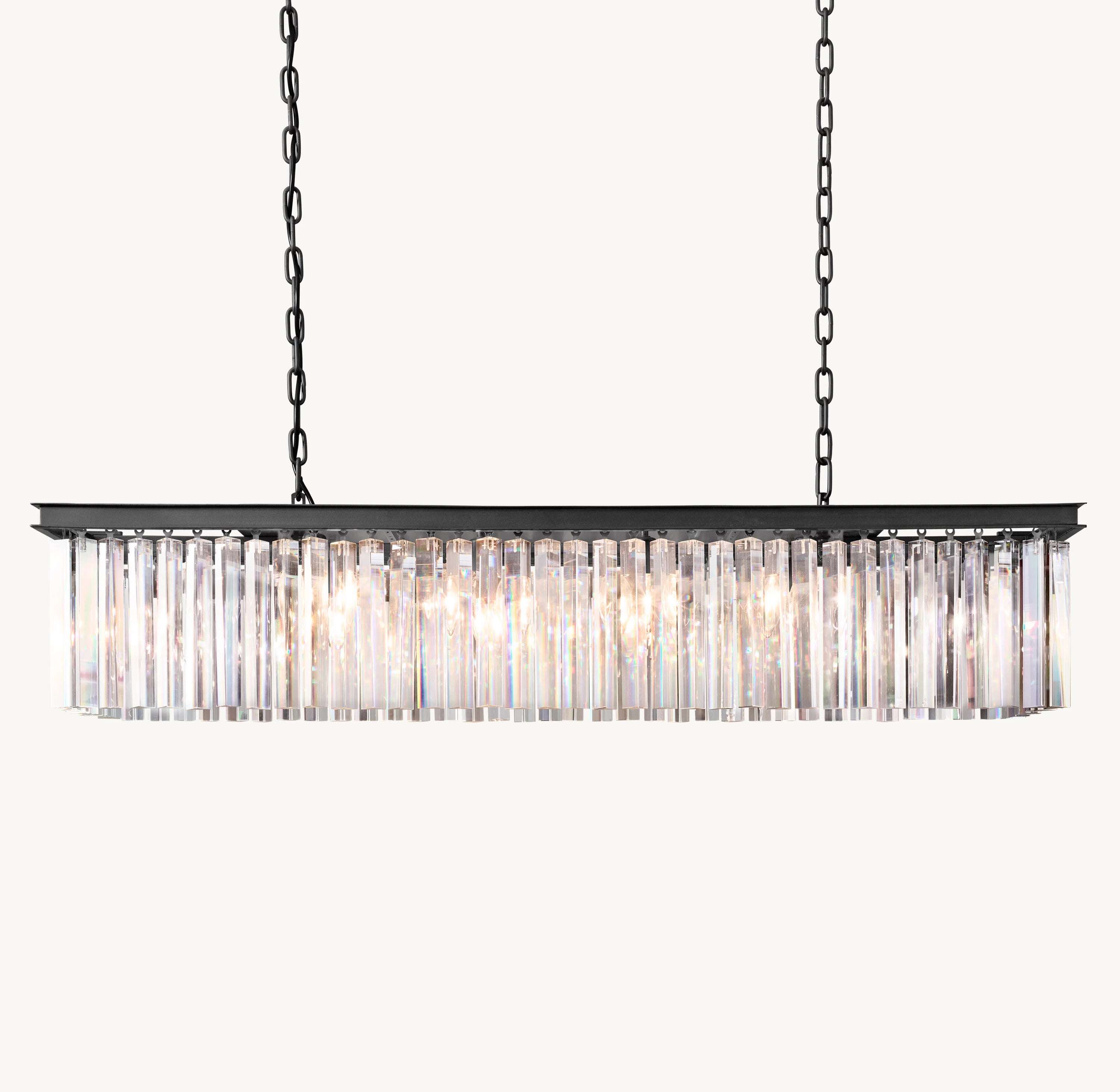 49 Inch Crystal Prism Rectangular Chandelier - Rhys