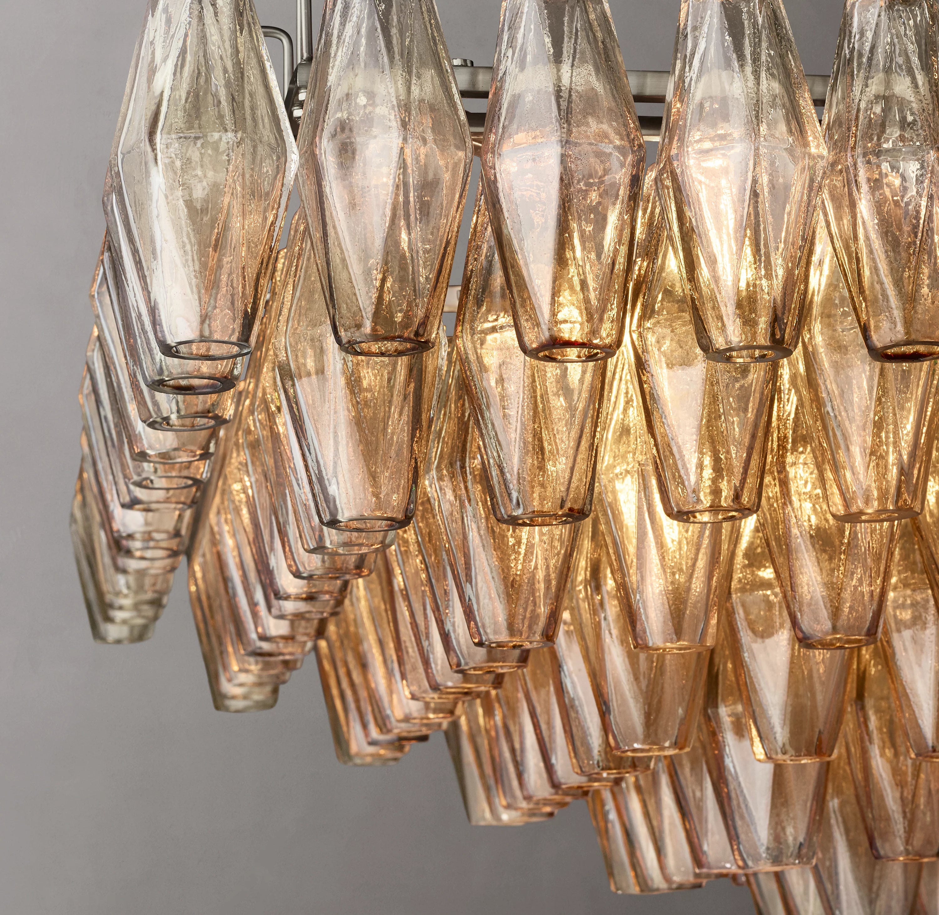 54 Inch Smoked Murano Glass Tiered Rectangular Chandelier - Chiara