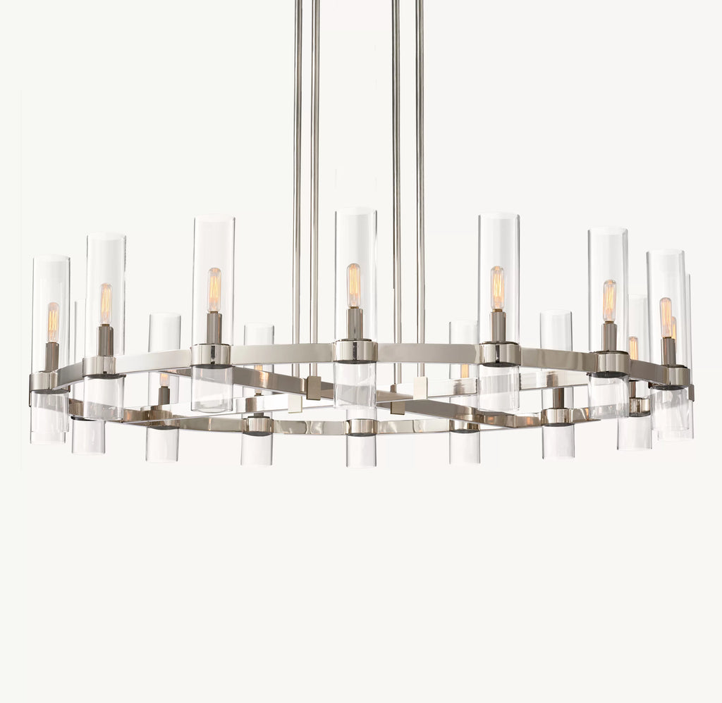 48 Inch Cylindrical Glass Candle Round Chandelier - Ravelle